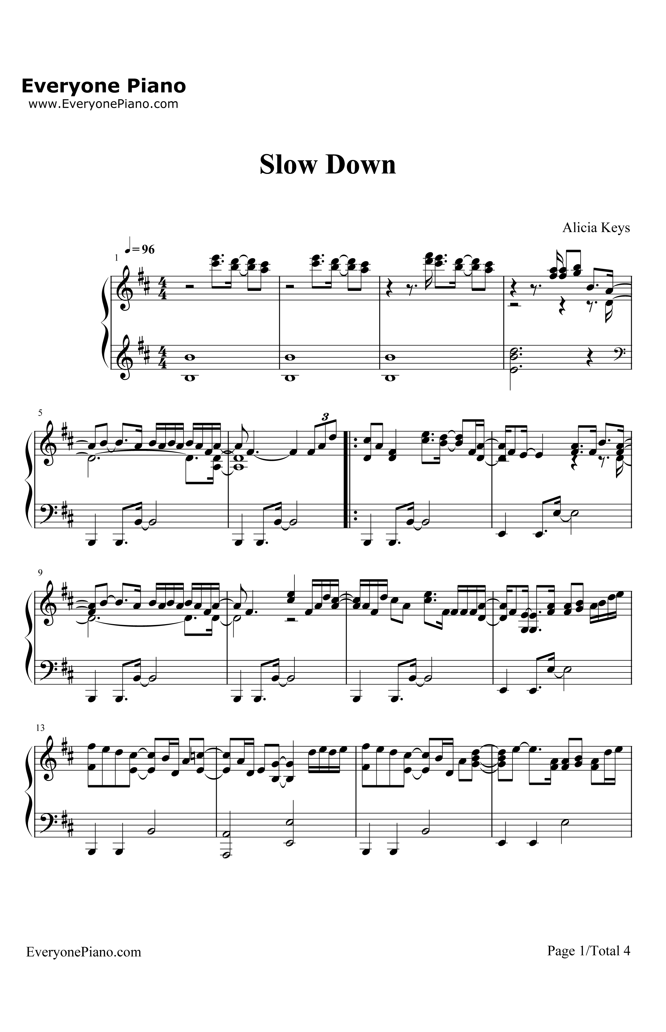 SlowDown钢琴谱-AliciaKeys1