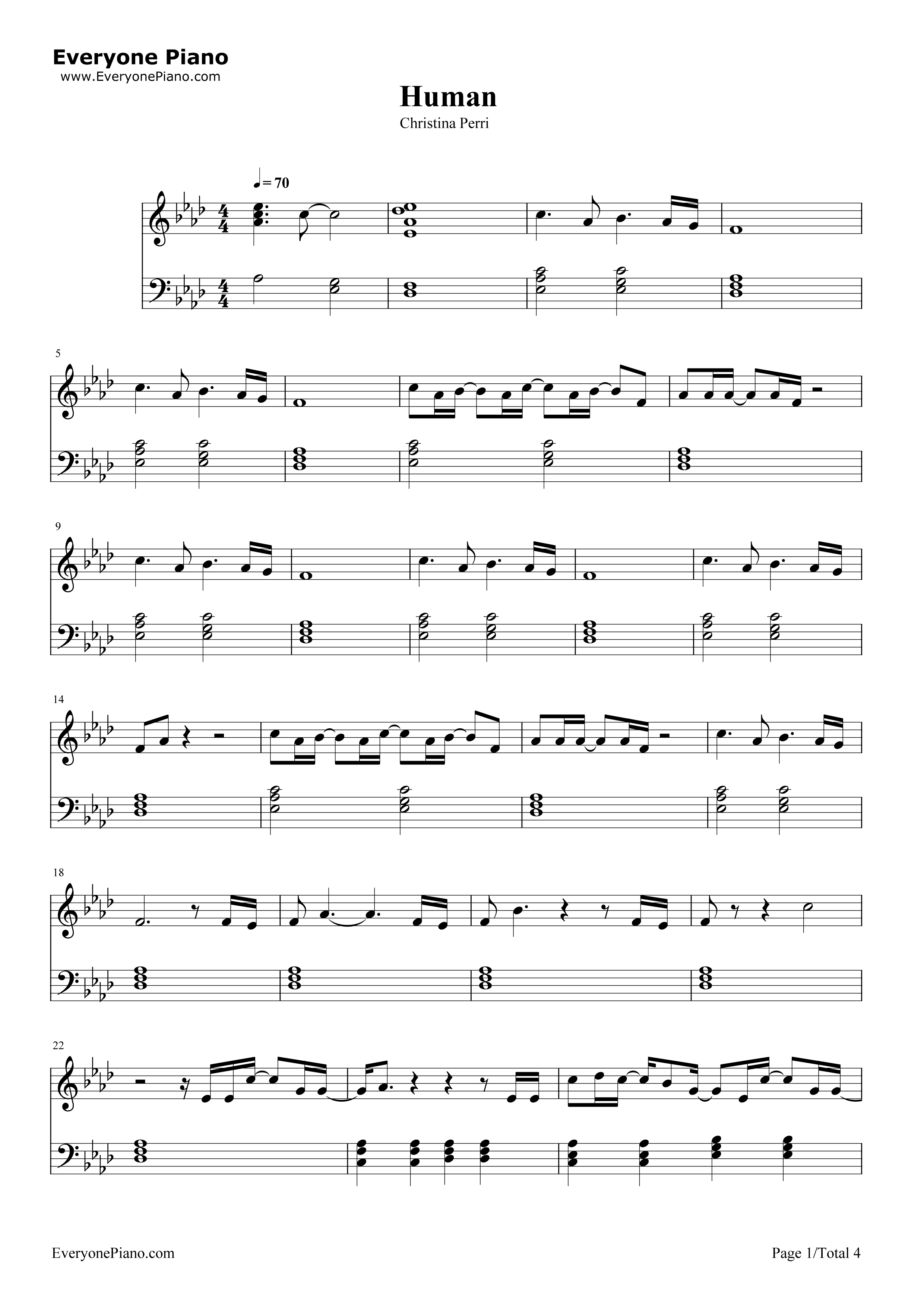 Human钢琴谱-Christina Perri1