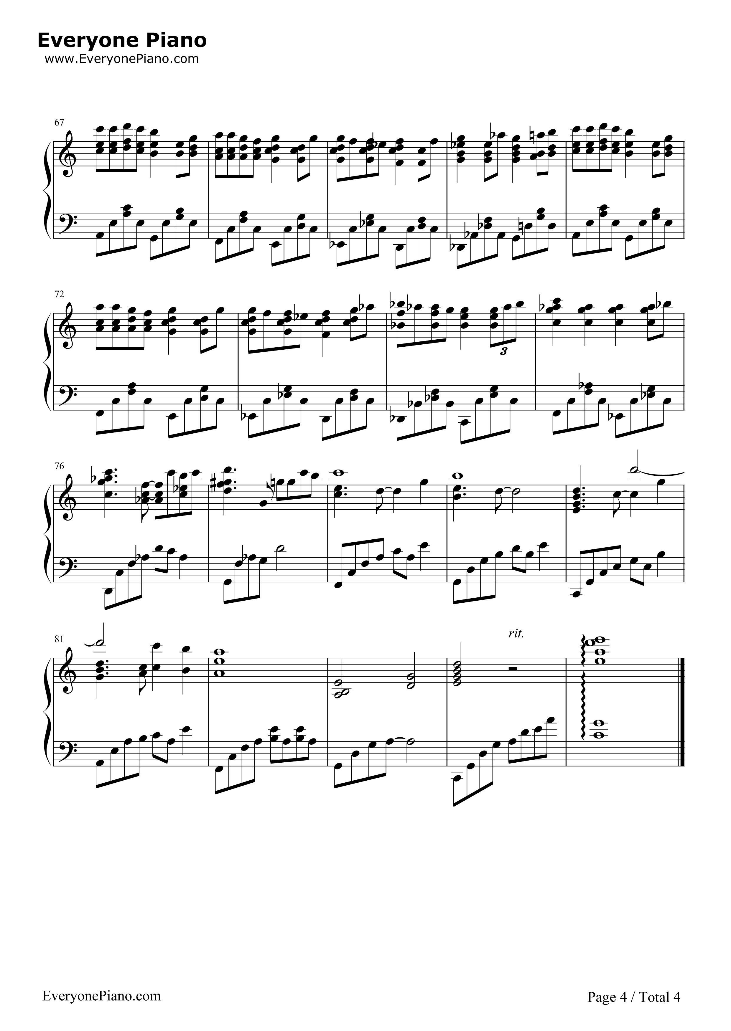 那一天的河川钢琴谱-久石让  Joe Hisaishi 宫崎骏4
