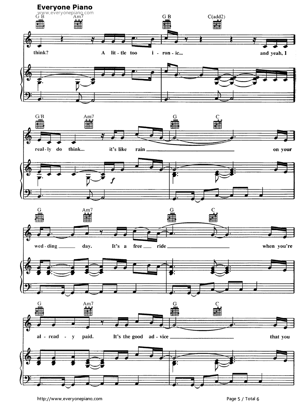 Ironic钢琴谱-Alanis Morissette5
