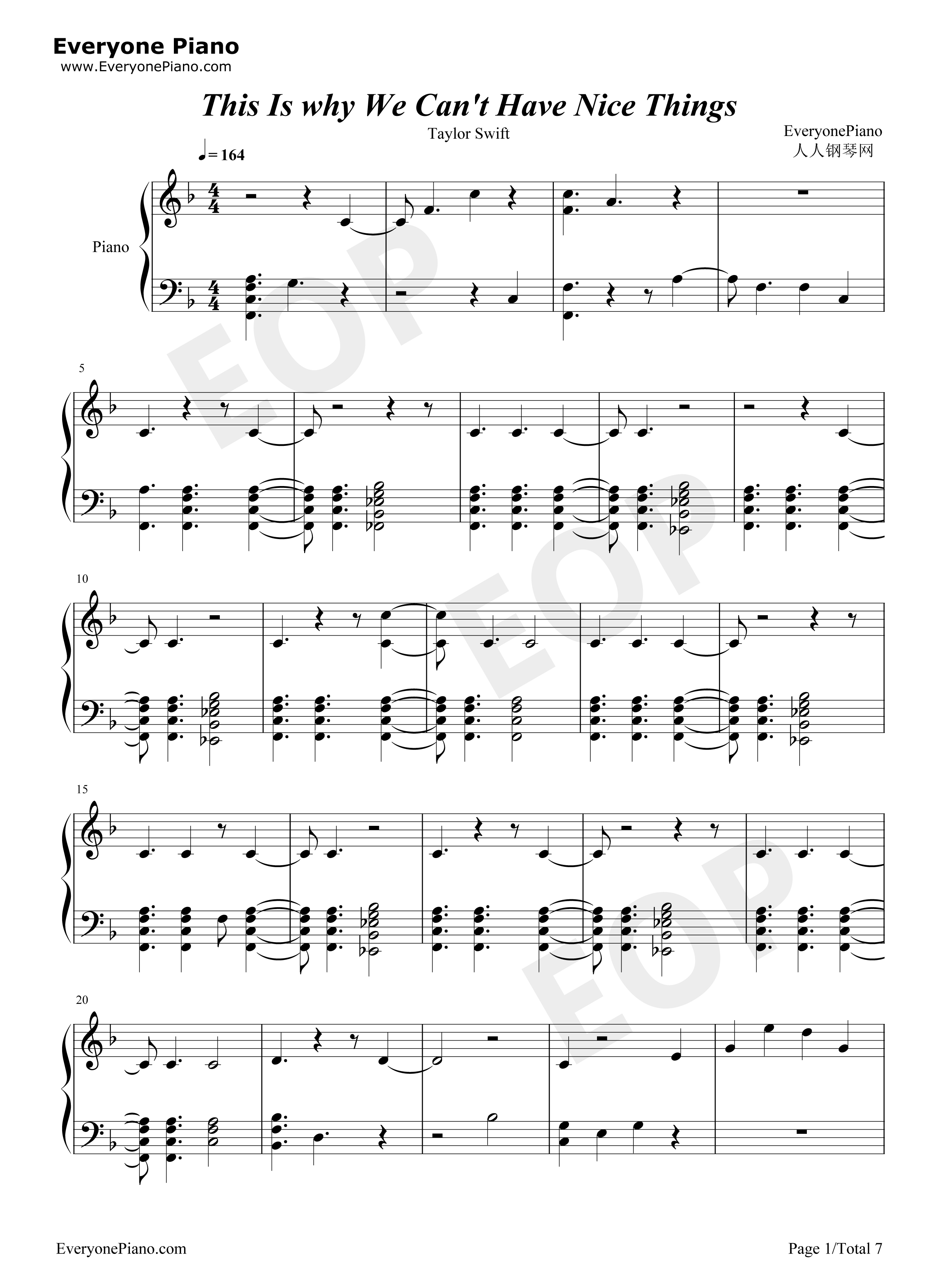 This Is Why We Can't Have Nice Things钢琴谱-Taylor Swift1