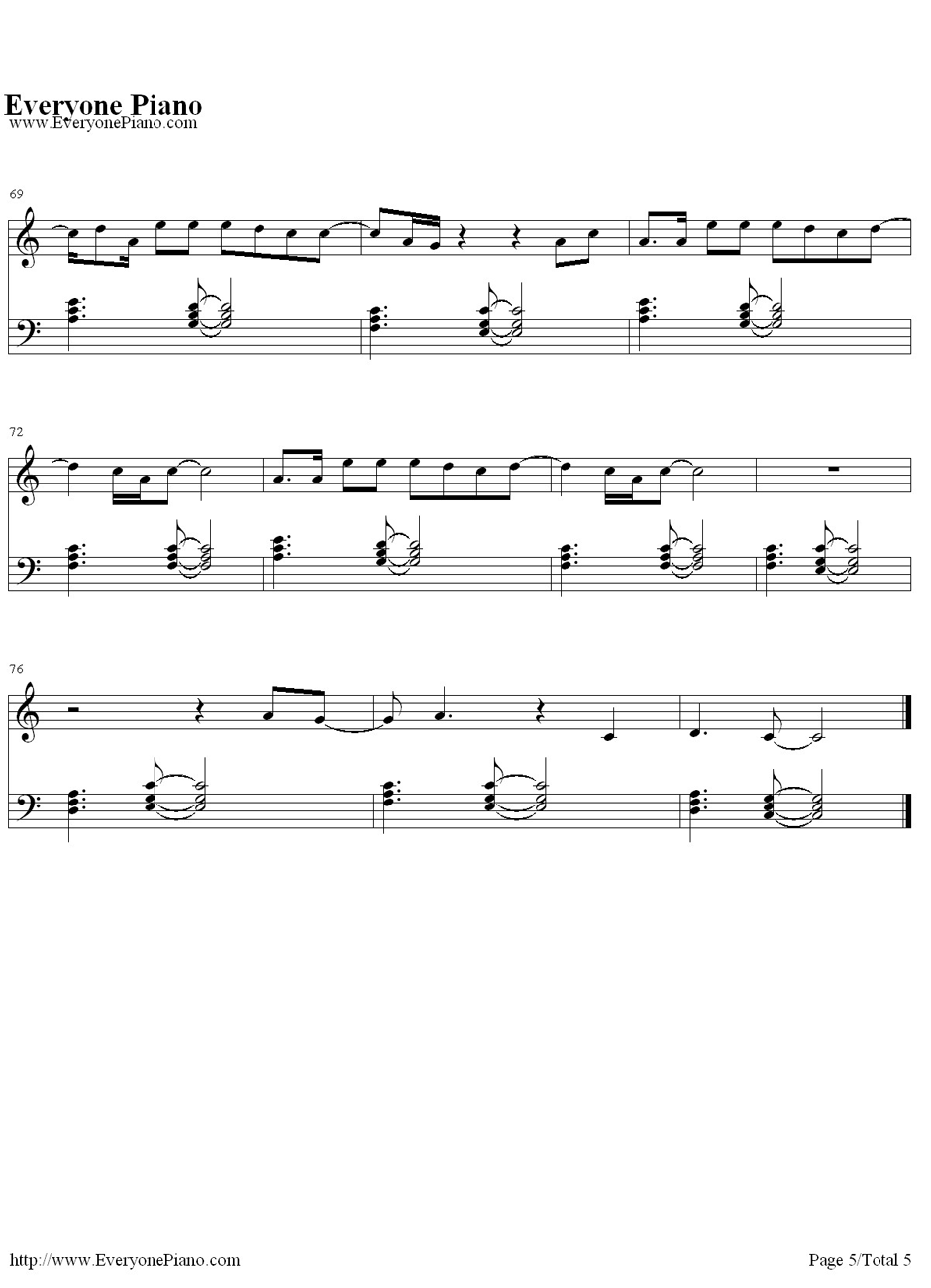 Wanted钢琴谱-HunterHayes5