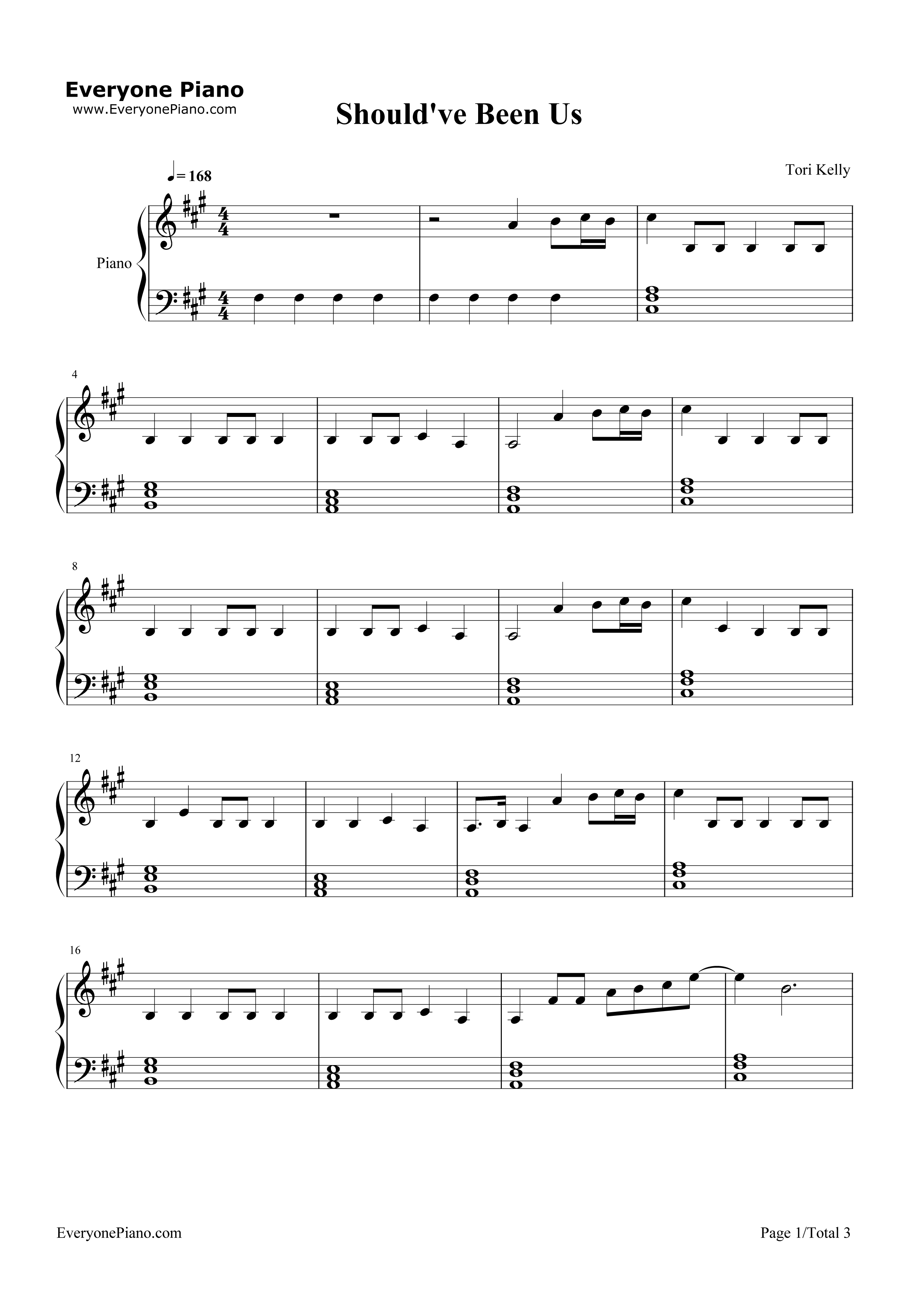 Should've Been Us钢琴谱-Tori Kelly1