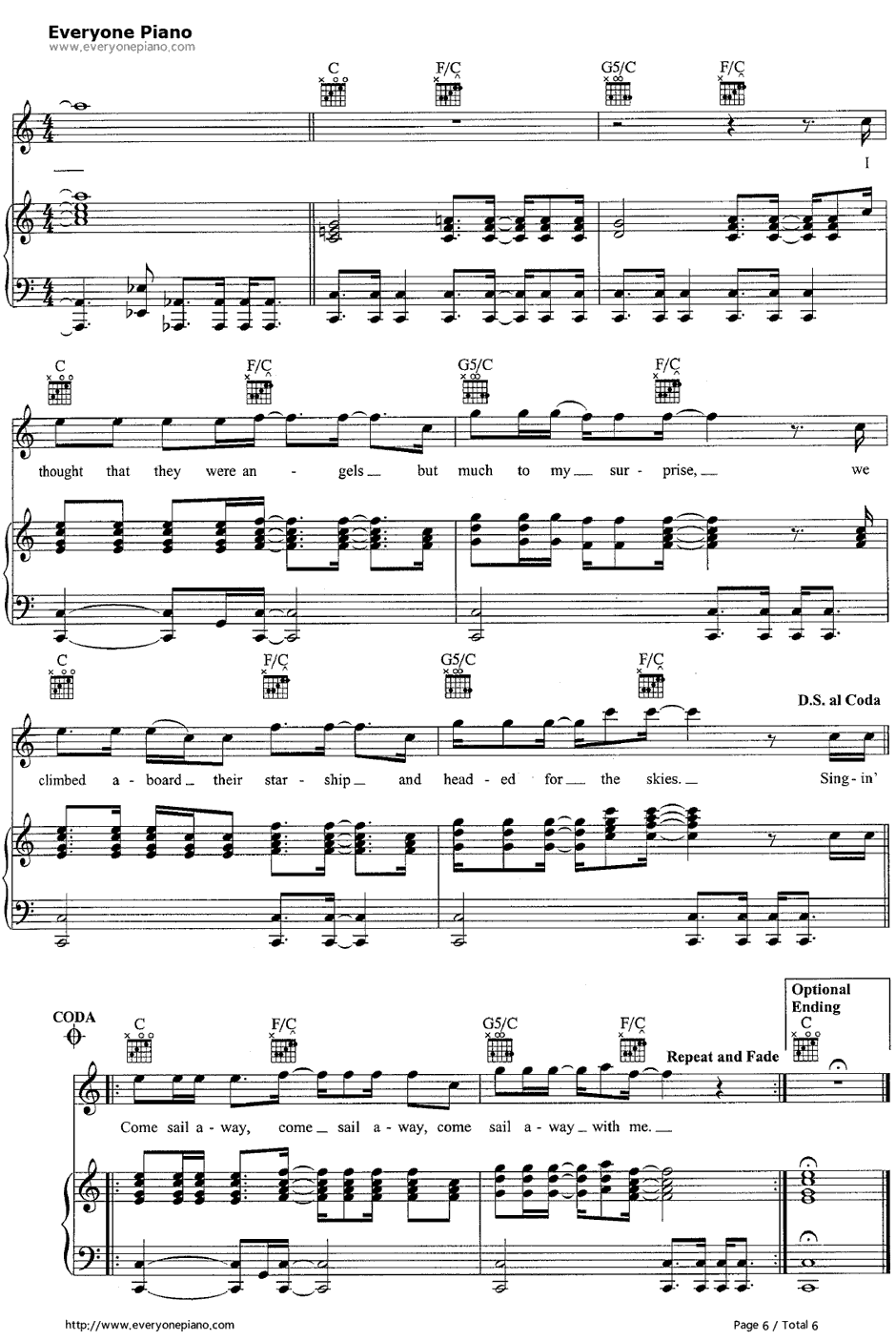 Come Sail Away钢琴谱-Styx6