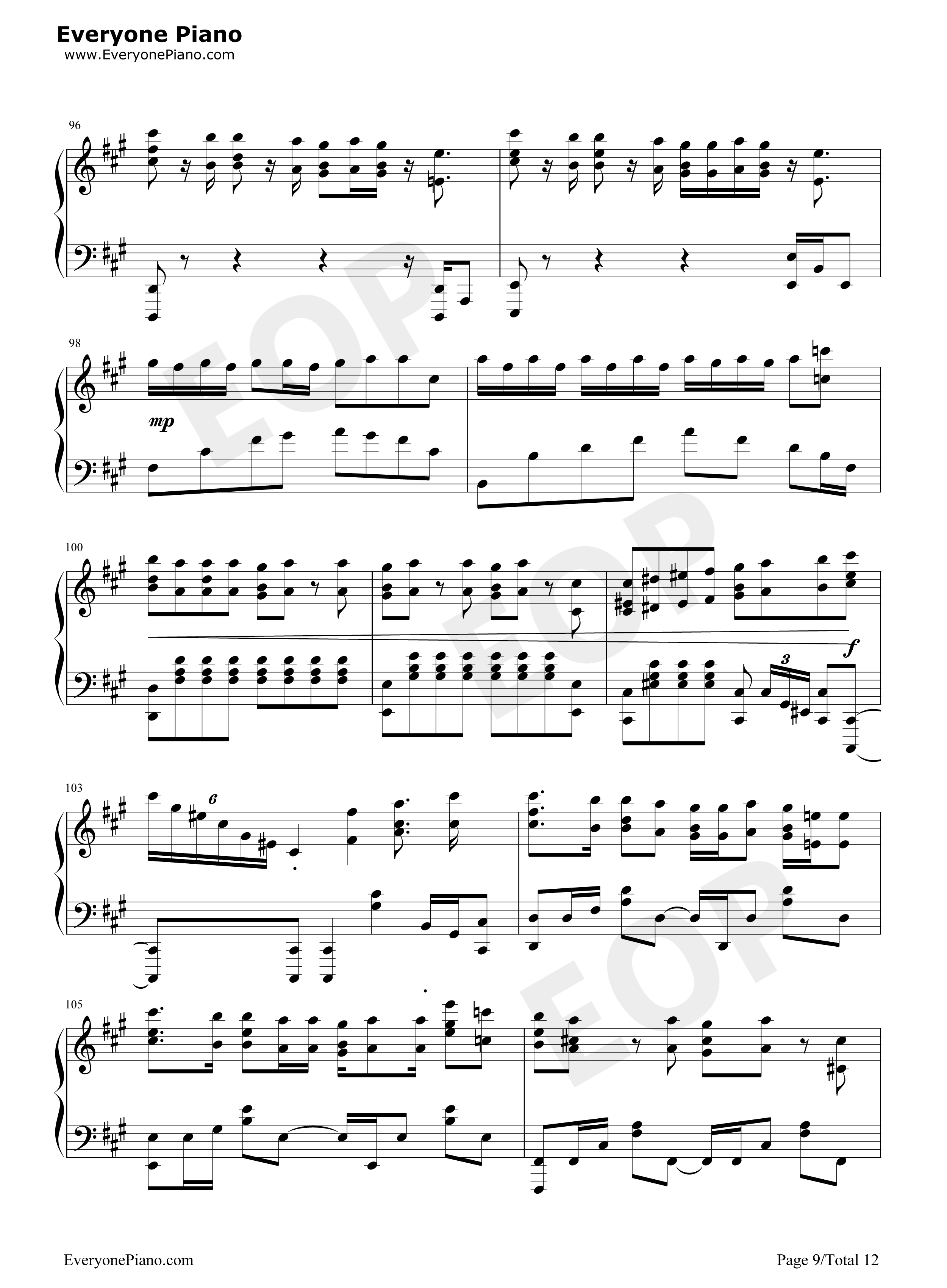 カワキヲアメク钢琴谱-美波9