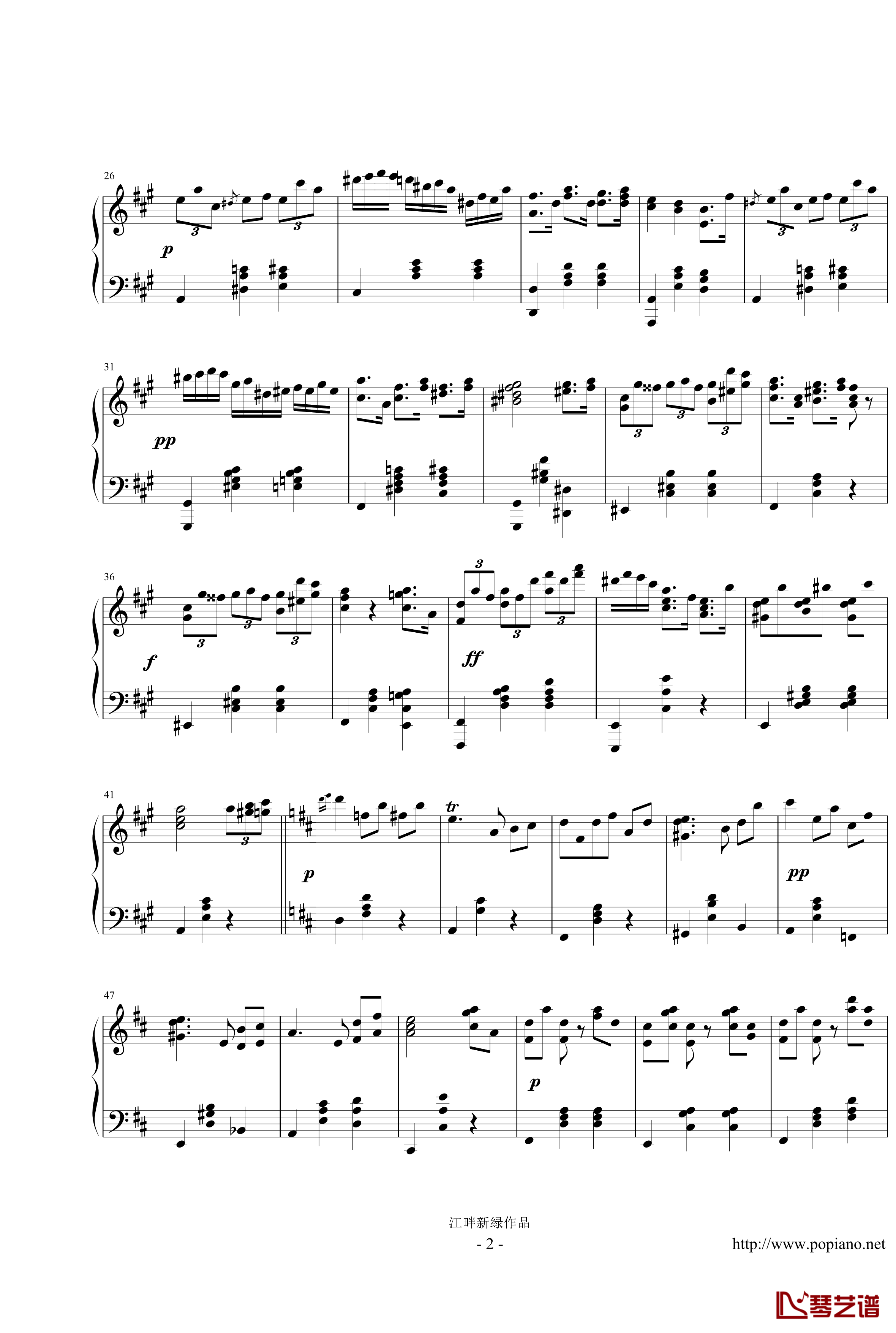 A大调随想圆舞曲钢琴谱-江畔新绿-圆舞曲集 Op_5 No_92