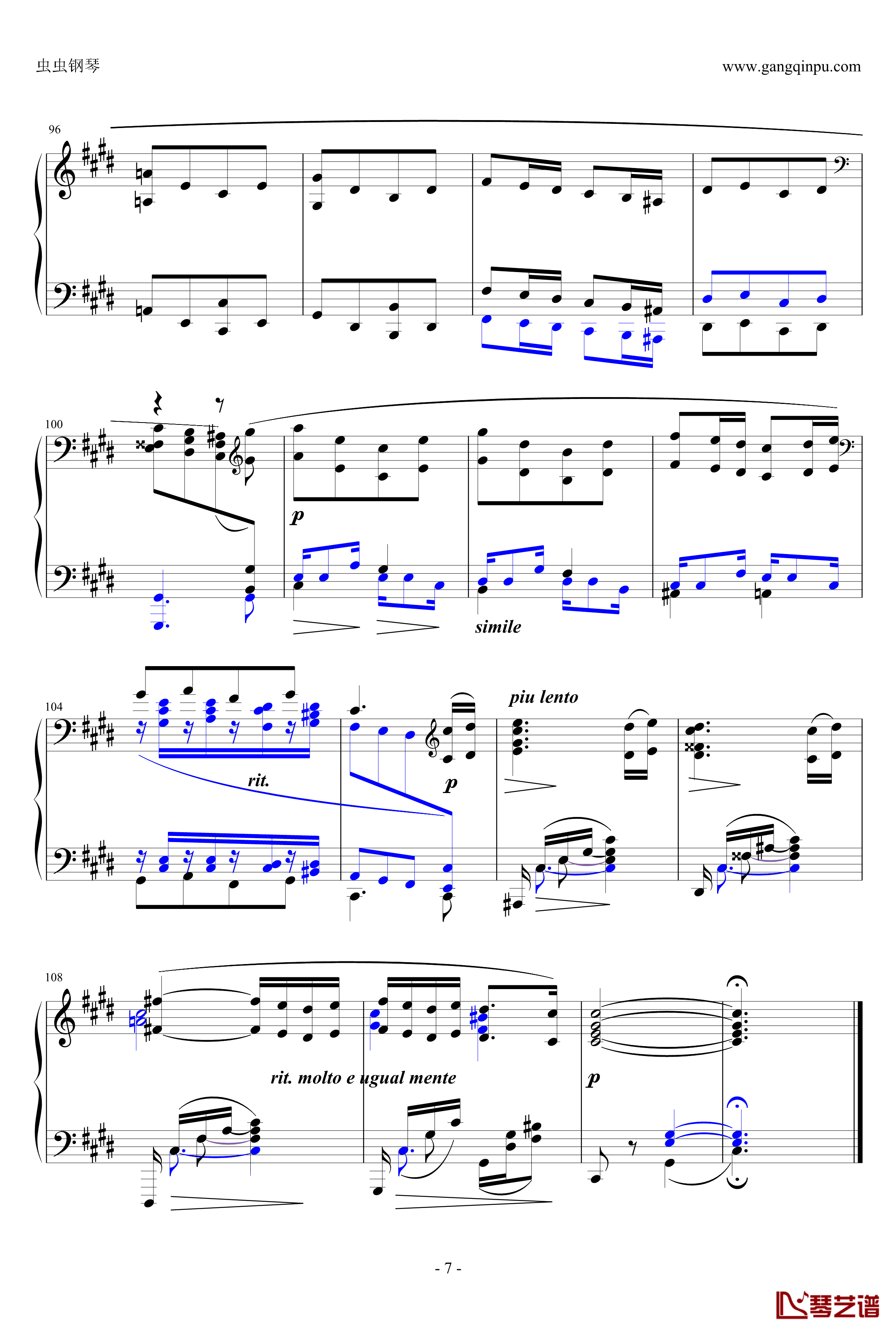 间奏曲Op钢琴谱-117 No.3-勃拉姆斯-Brahms7