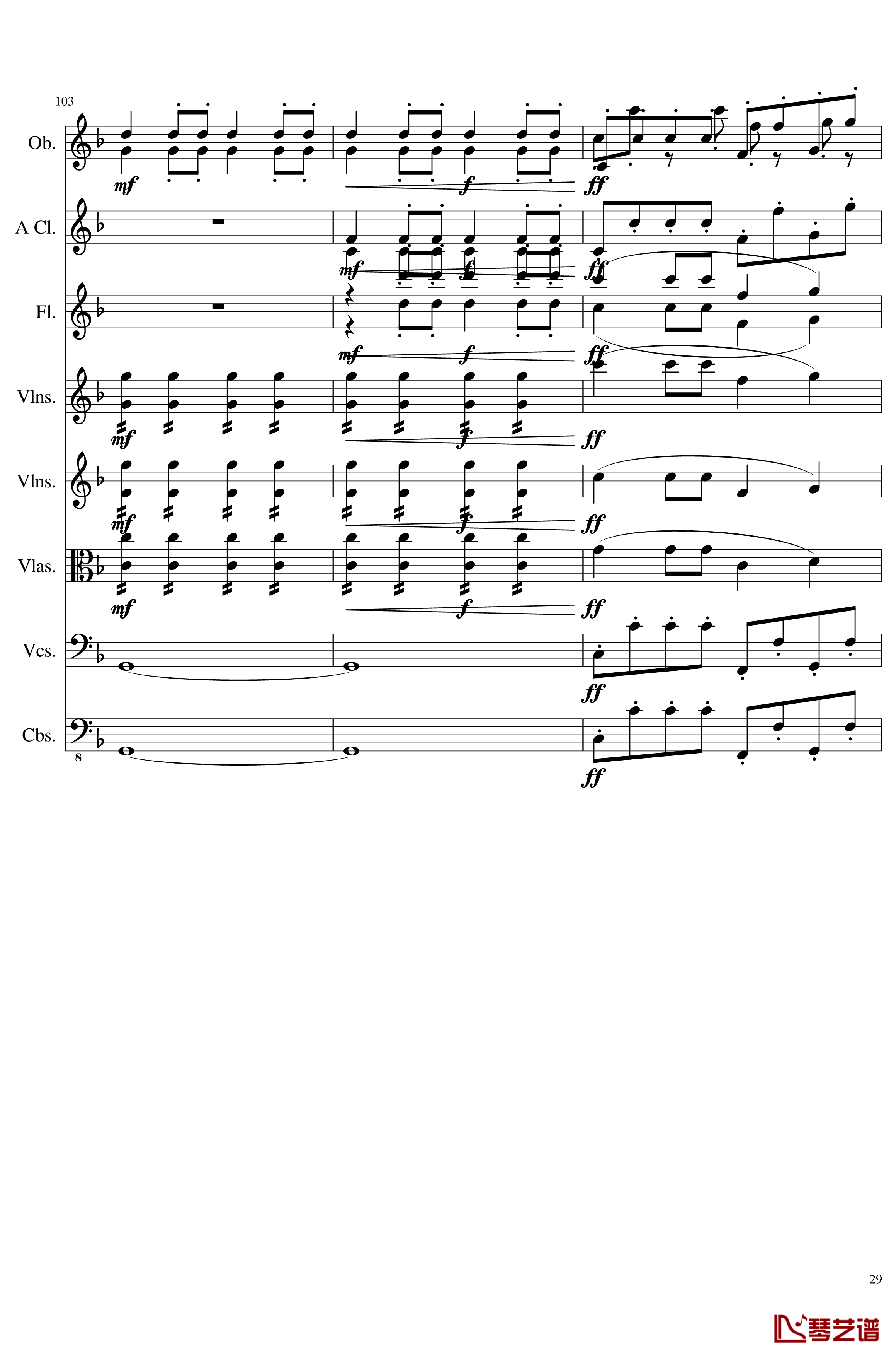 Sonata for strings,Oboes,Clinests and flutes, Op.84钢琴谱-一个球29
