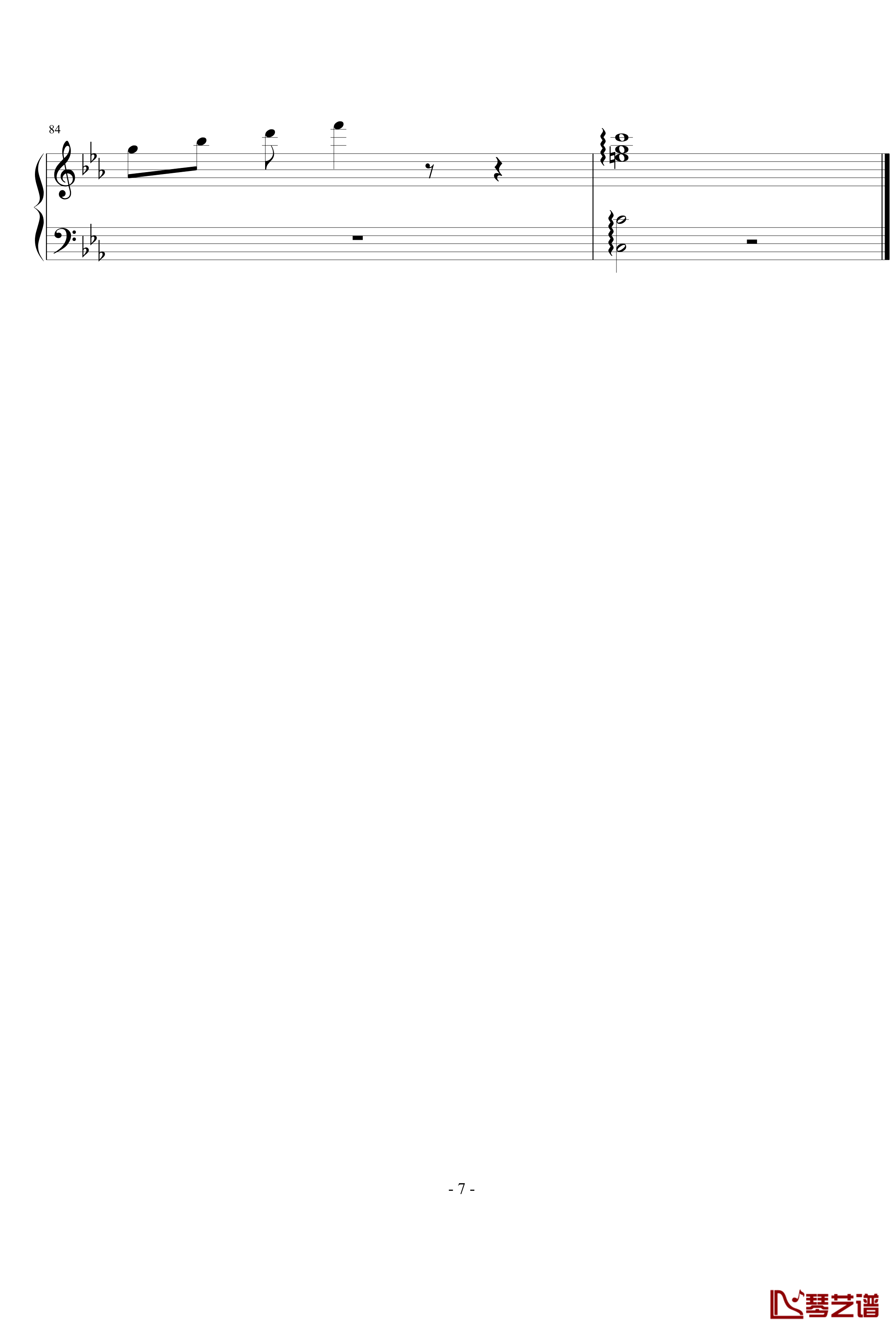 初恋钢琴谱-钢琴张7