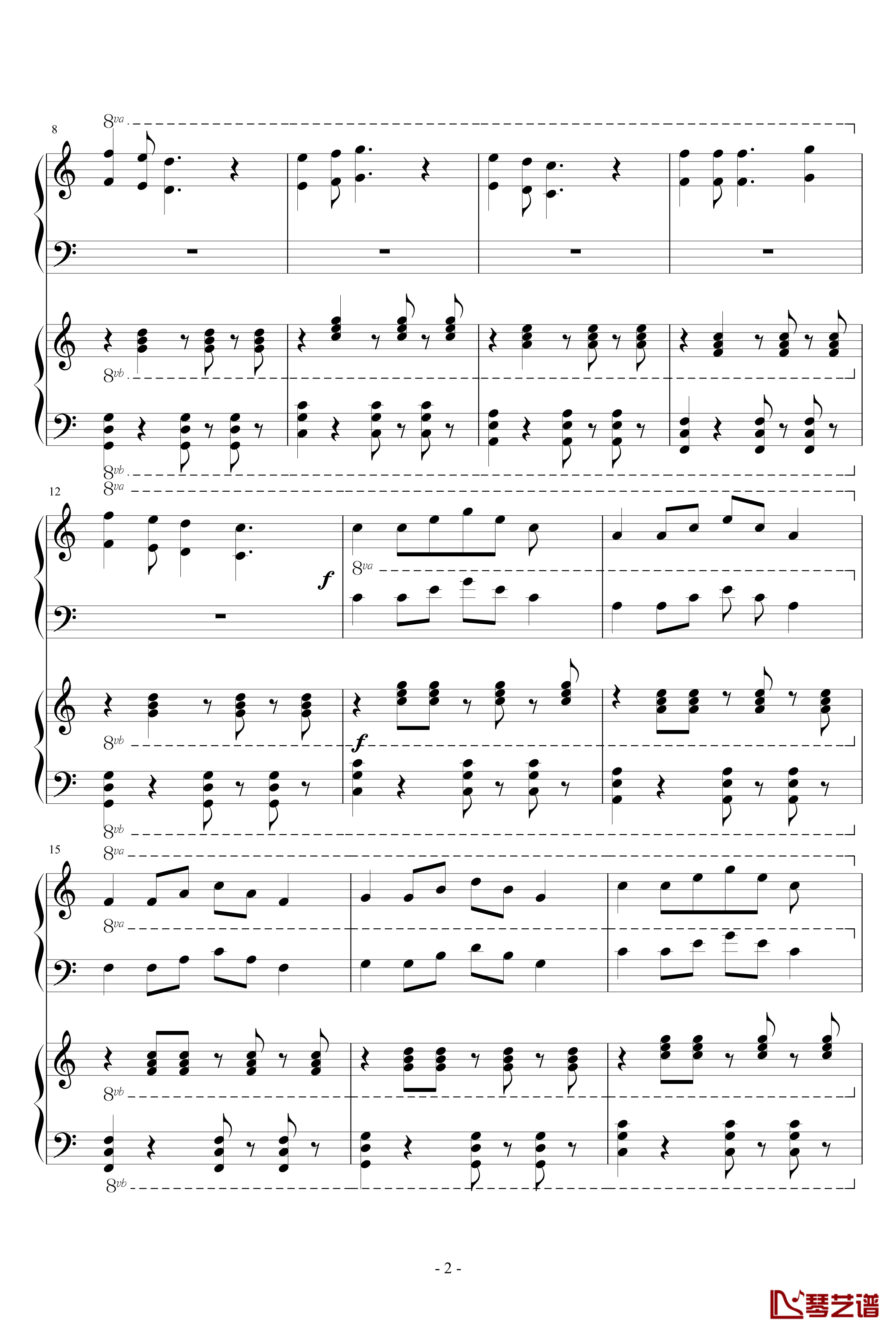 小曲钢琴谱-四手联弹-金钟2