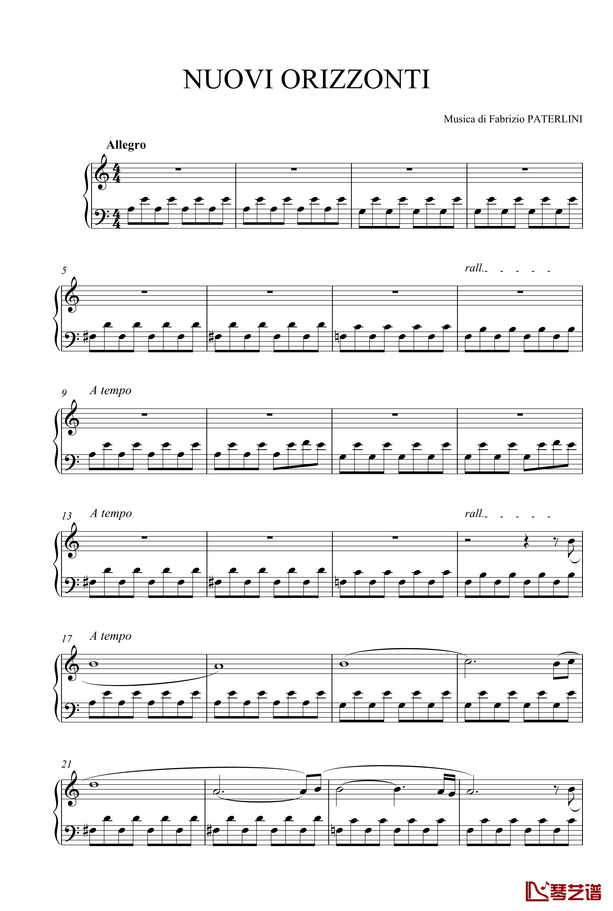 Nuovi orizzonti钢琴谱-Fabrizio Paterlini1