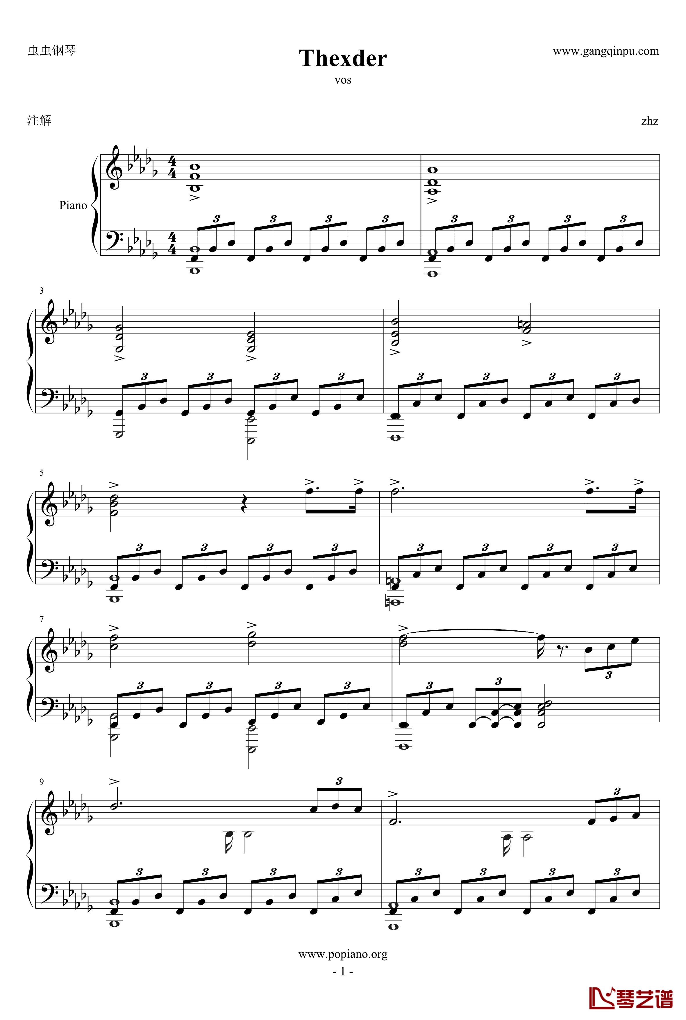 thexder钢琴谱-VOS1