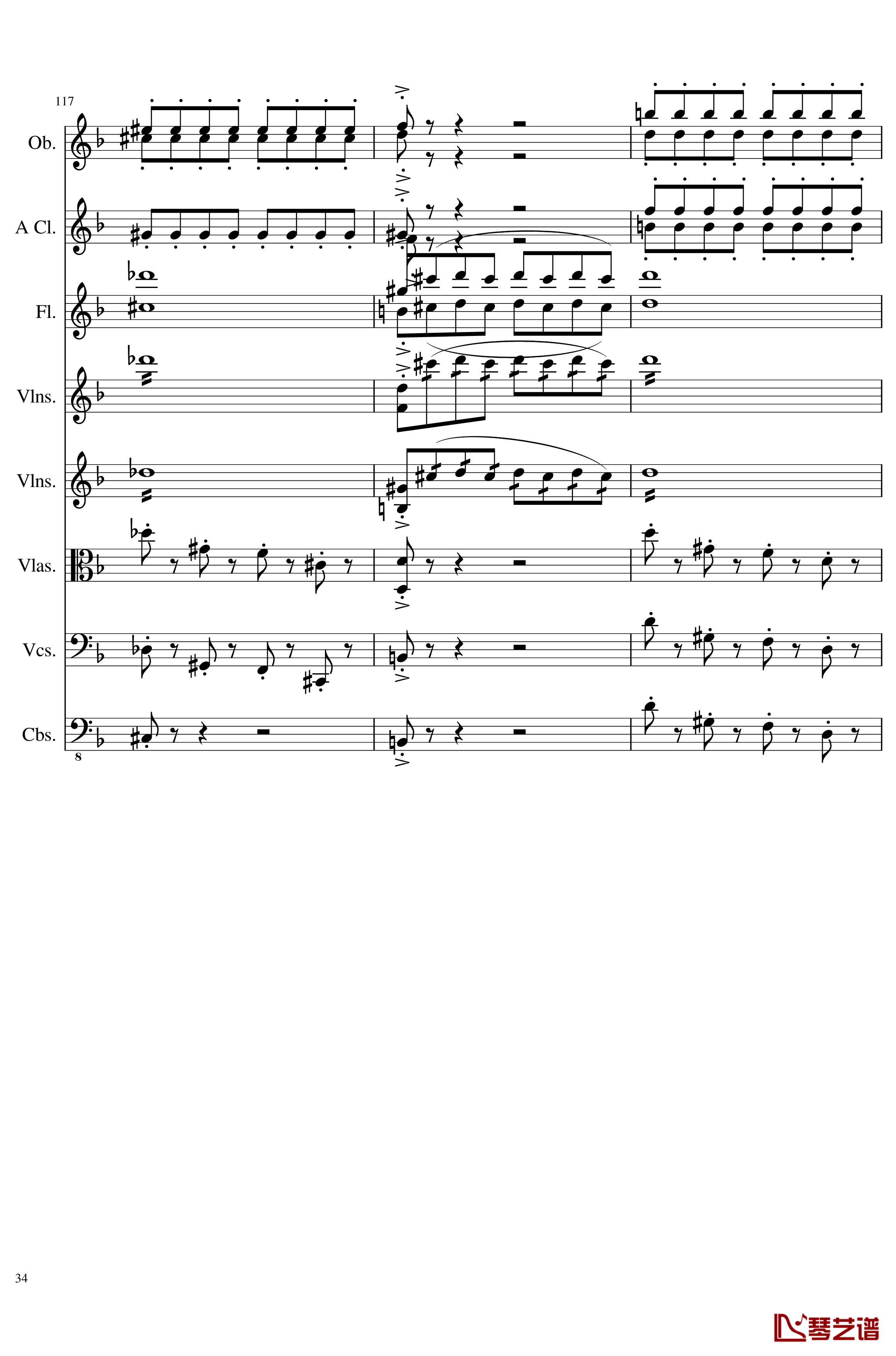 Sonata for strings,Oboes,Clinests and flutes, Op.84钢琴谱-一个球34