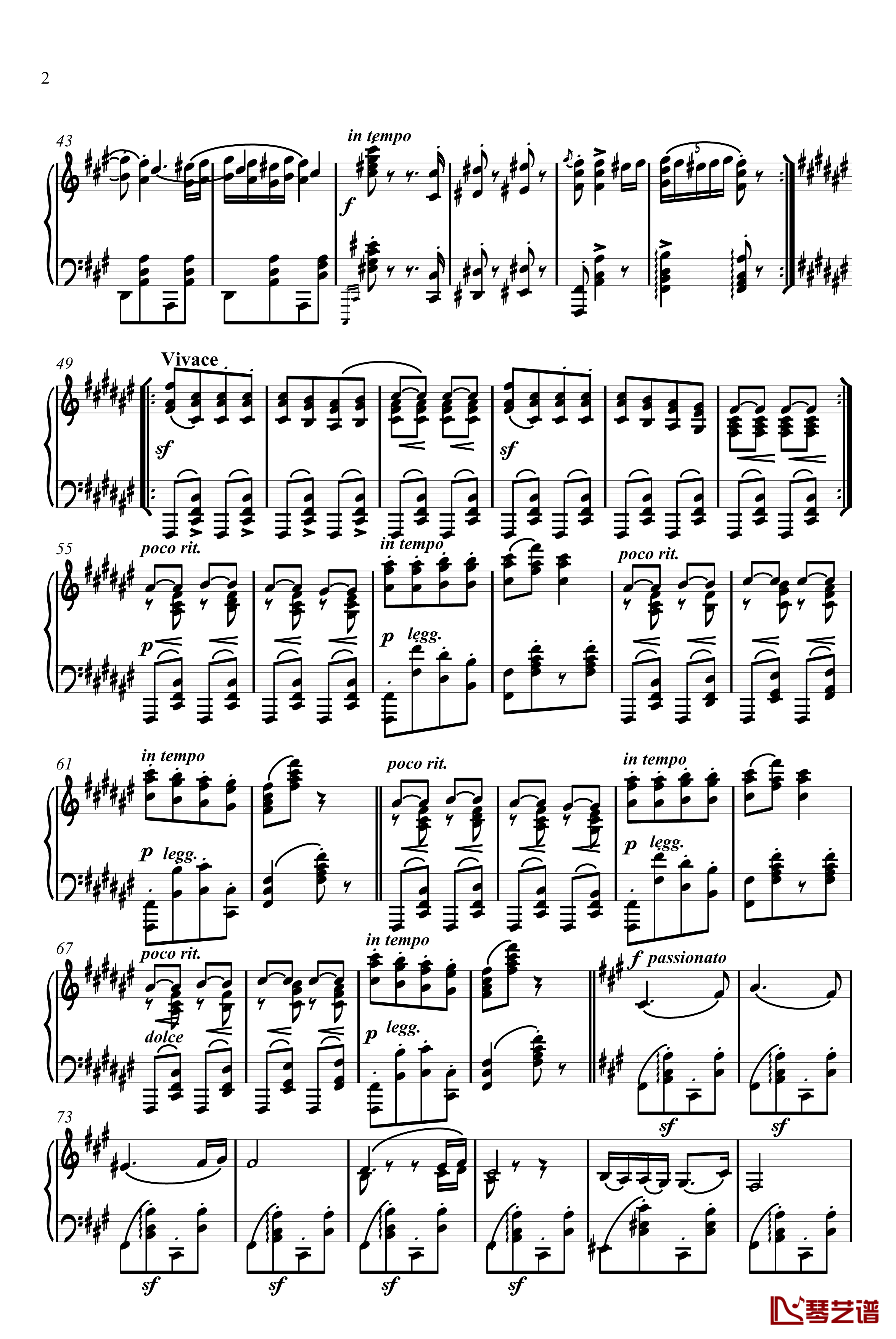 匈牙利舞曲钢琴谱-独奏版-勃拉姆斯-Brahms2