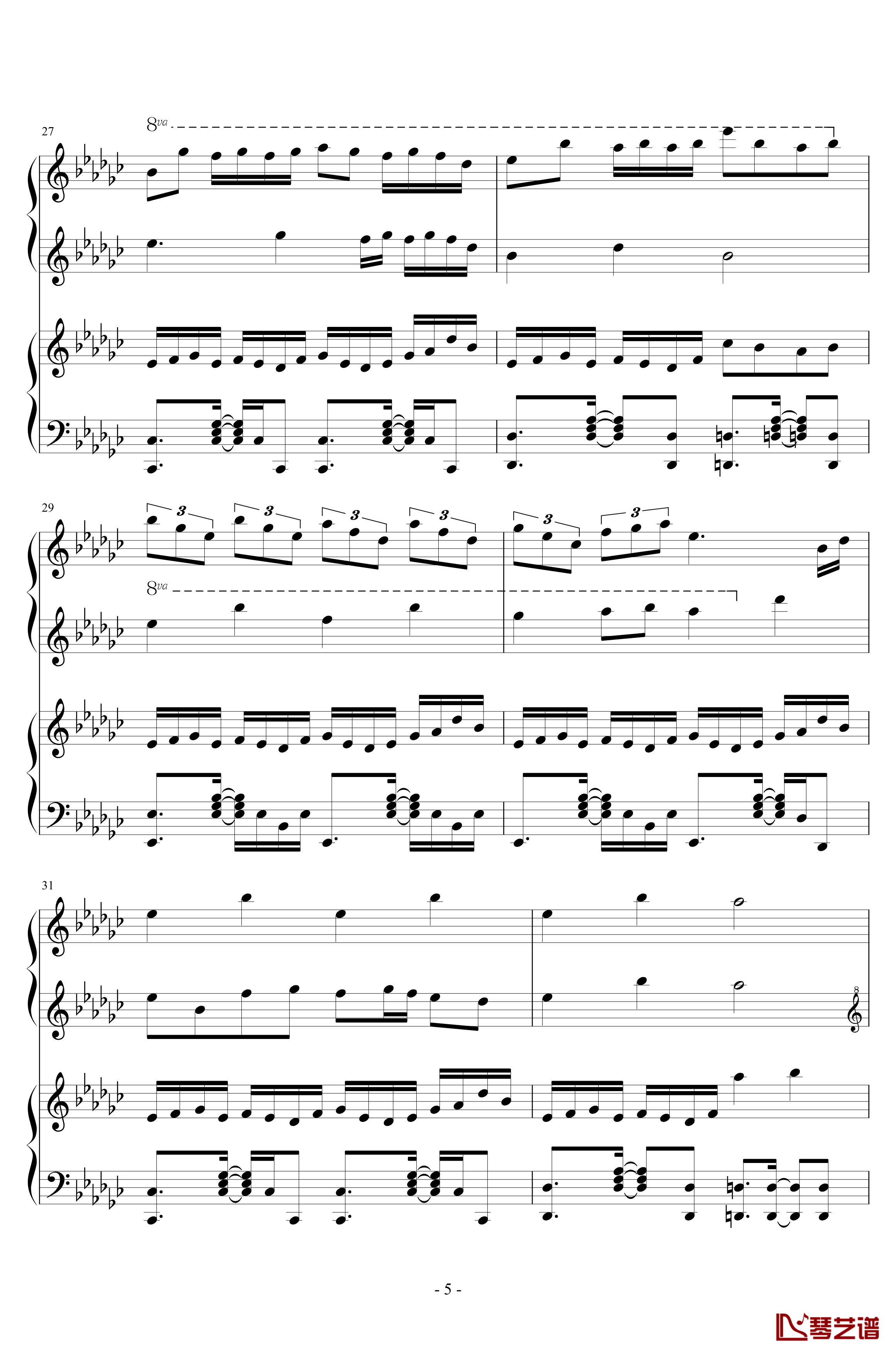 Bad apple!!×东方角色组曲钢琴谱-Piano.ver-东方project5