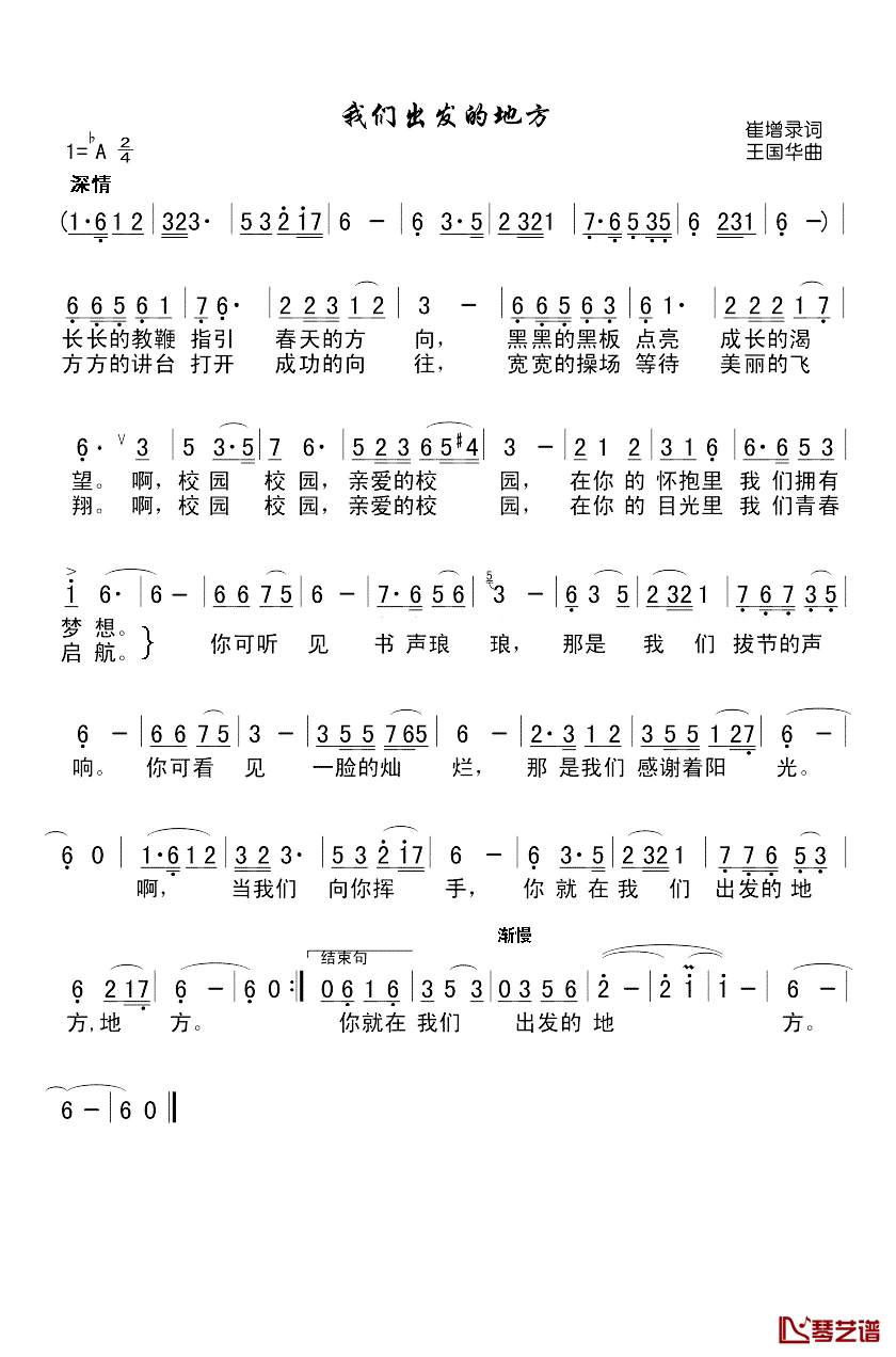 我们出发的地方简谱-崔增录词/王国华曲1