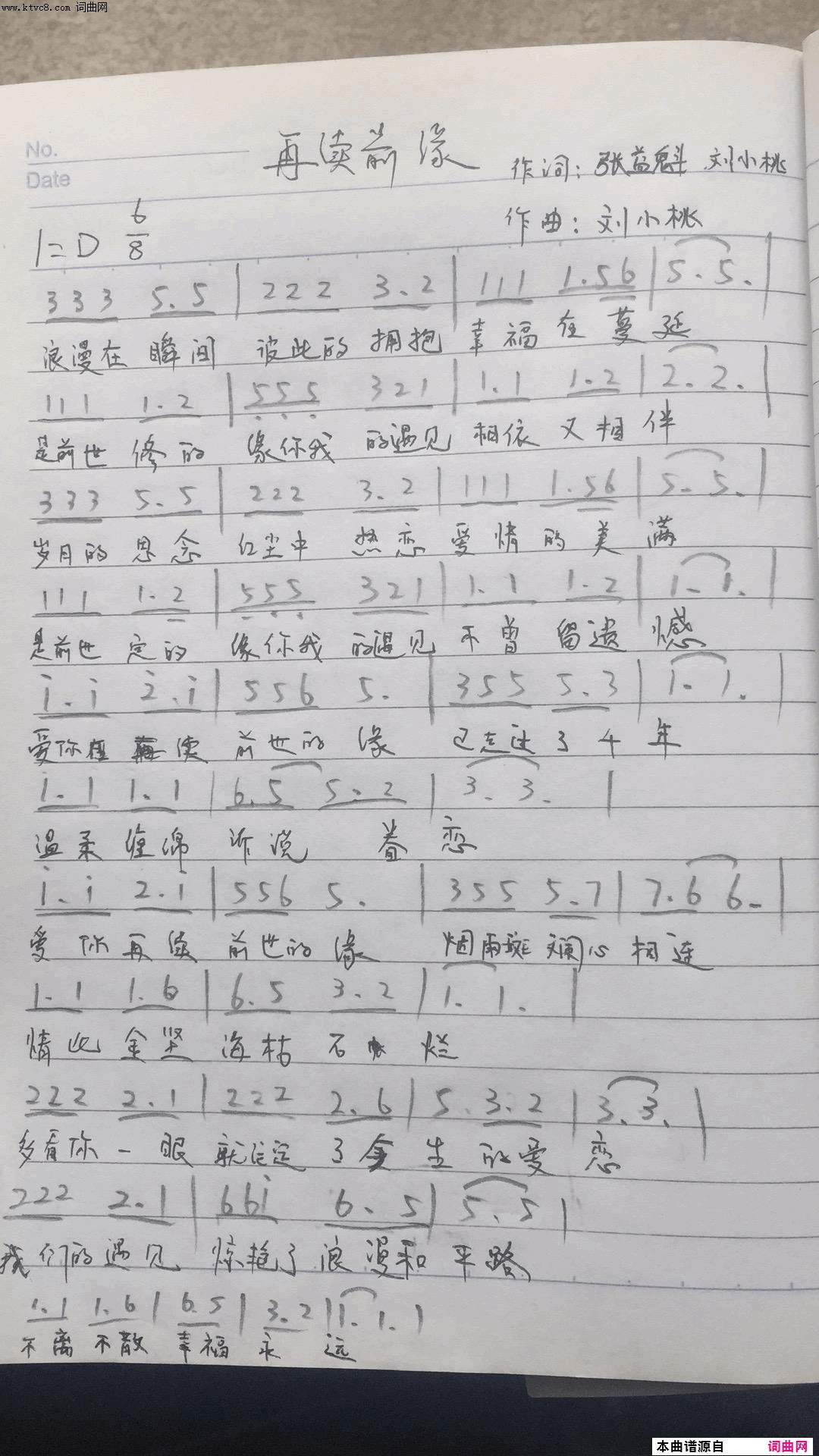 再续前缘简谱-刘小桃演唱-张益魁、刘小桃/刘小桃词曲1