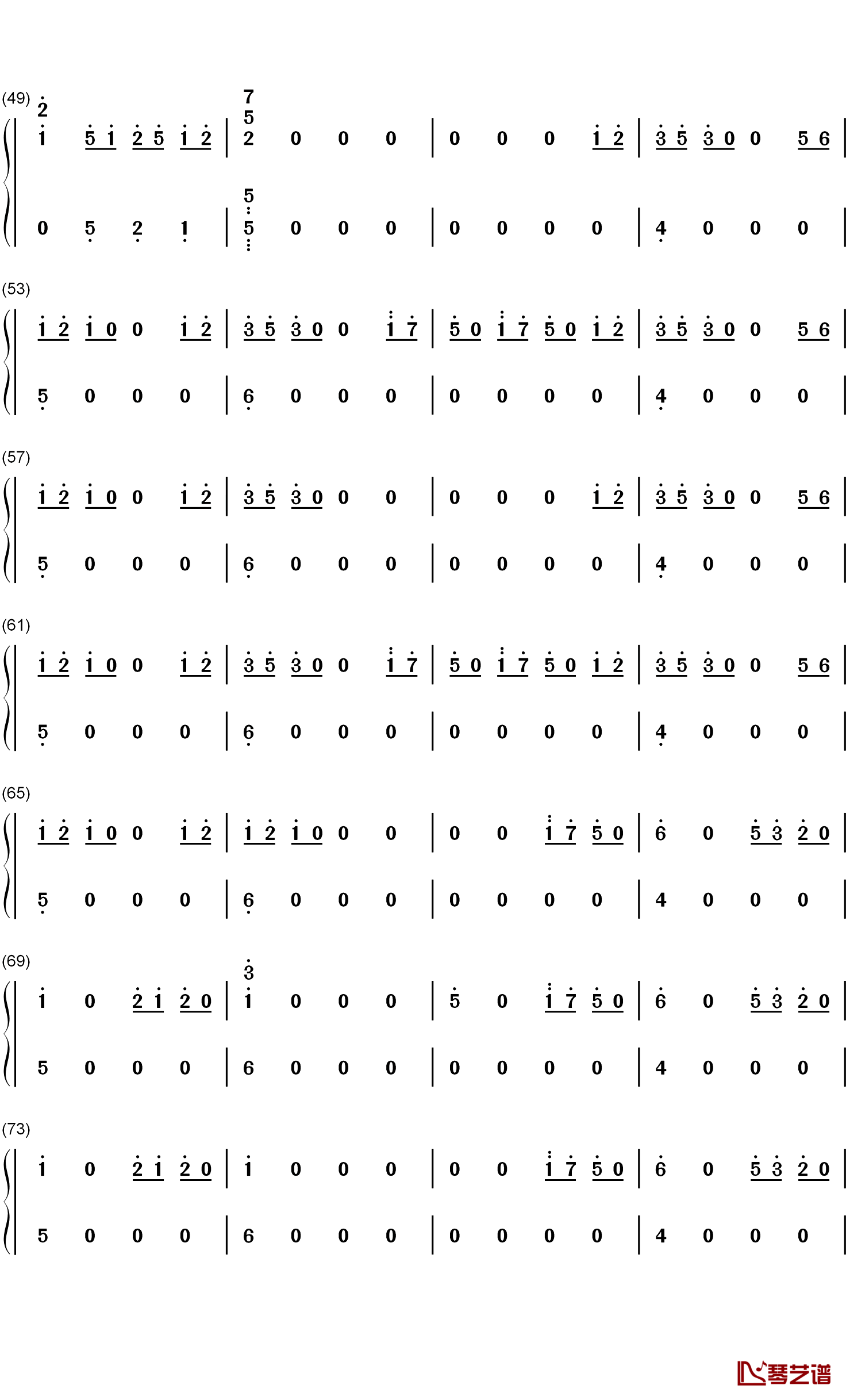 花火大会钢琴简谱-数字双手-Radwimps3