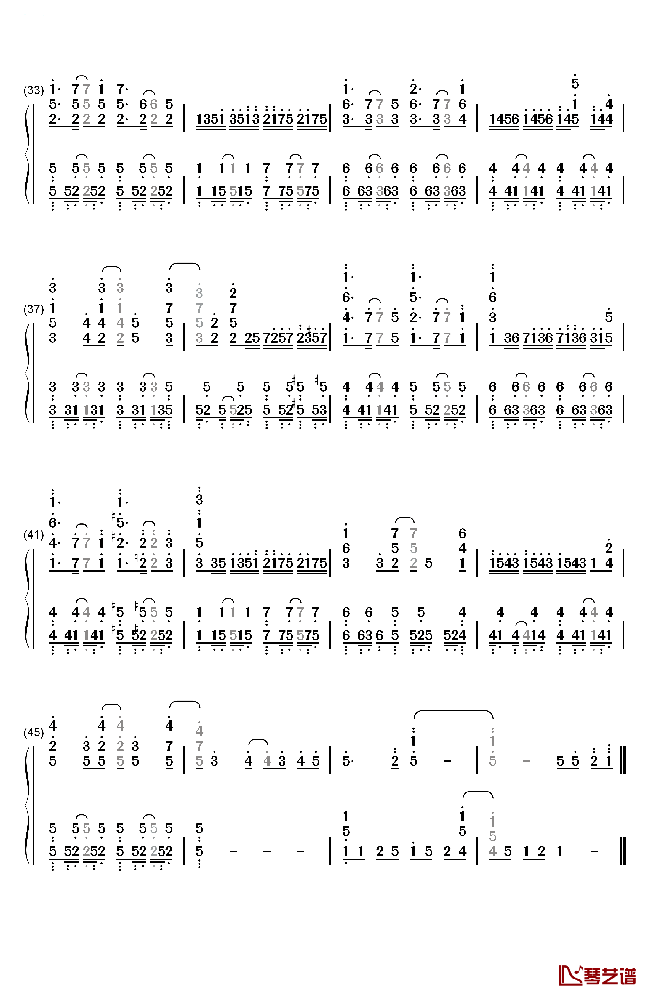 永遠のひとつ钢琴简谱-数字双手-田村由香里3