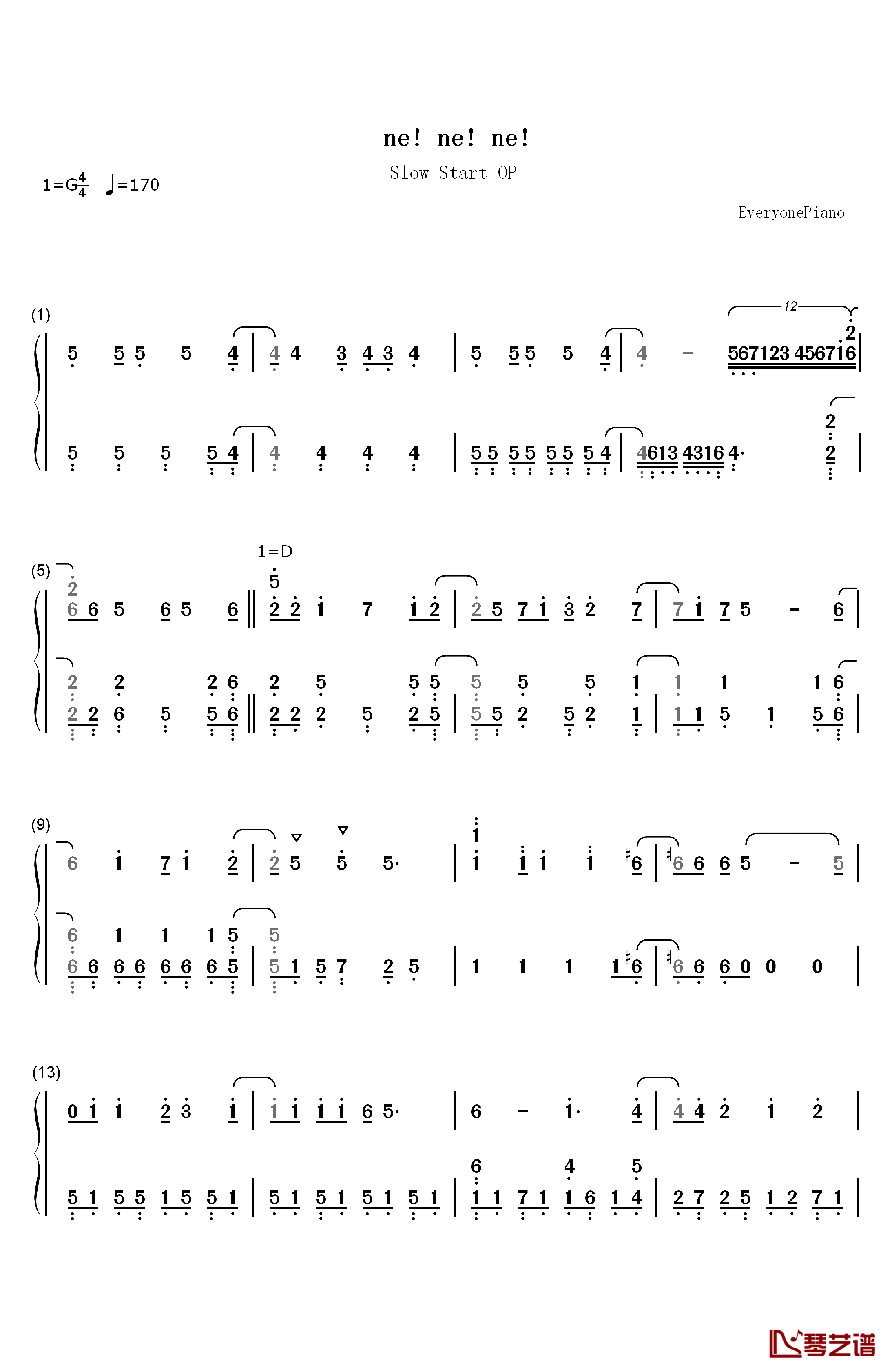 Ne ne ne钢琴简谱-数字双手-STARTails1