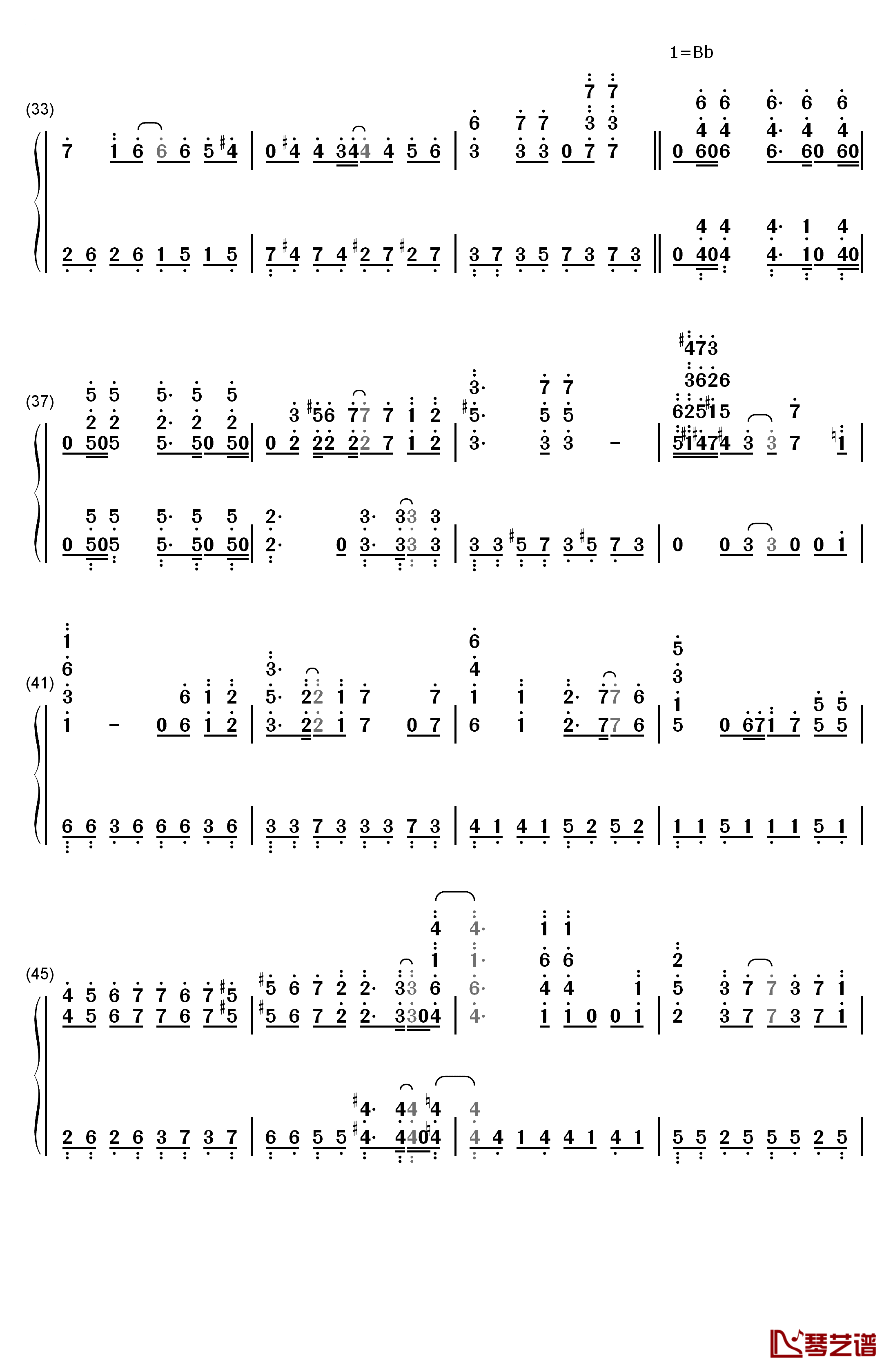 UNISONIA钢琴简谱-数字双手-TRUE3