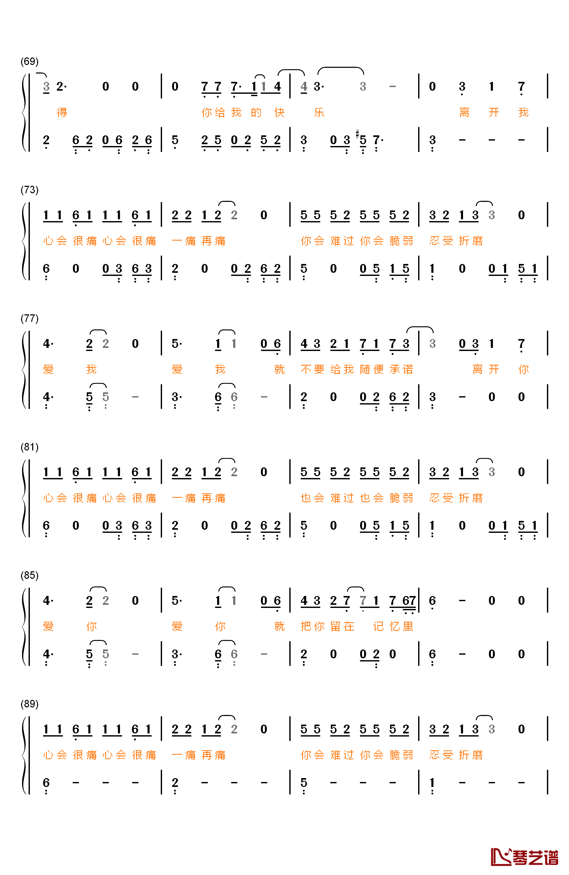 如果寂寞了钢琴简谱-数字双手-郑晓填4