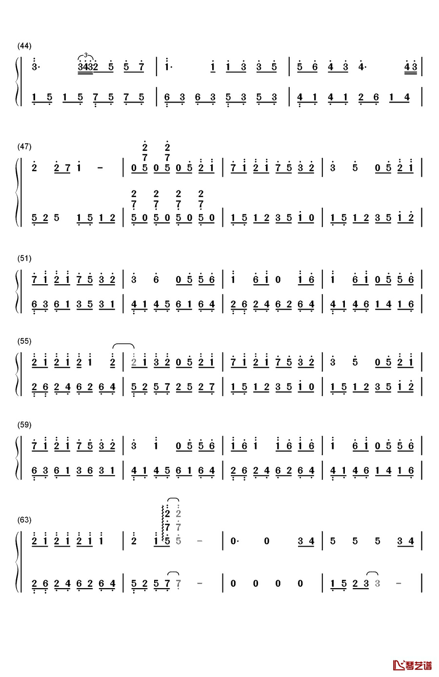 天黑黑钢琴简谱-数字双手-孙燕姿3