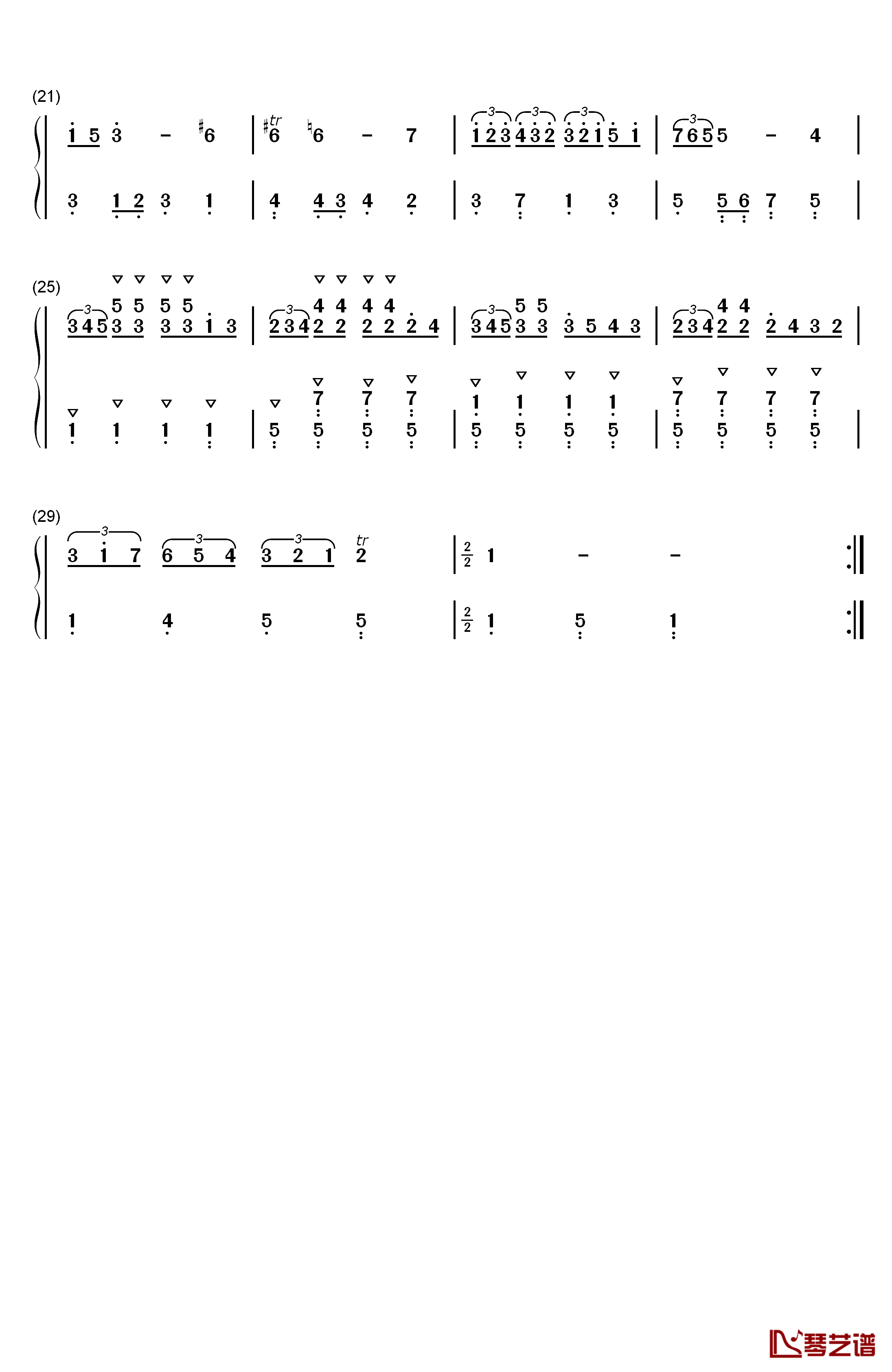 进行曲 16钢琴简谱-数字双手-巴赫2