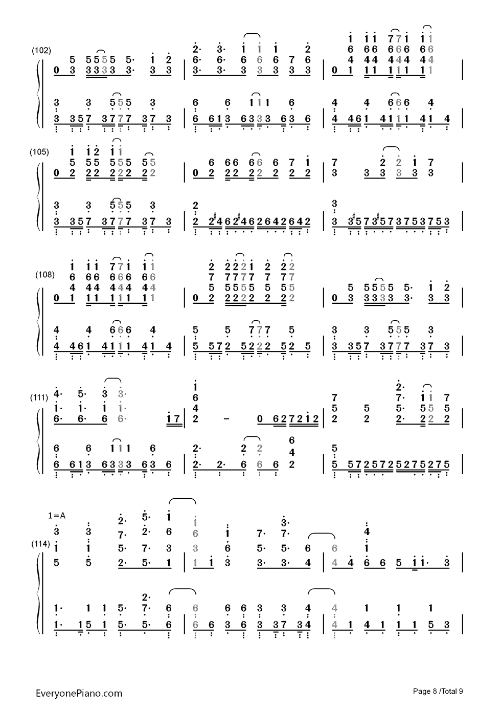 虹を編めたら钢琴简谱-数字双手-fhána8