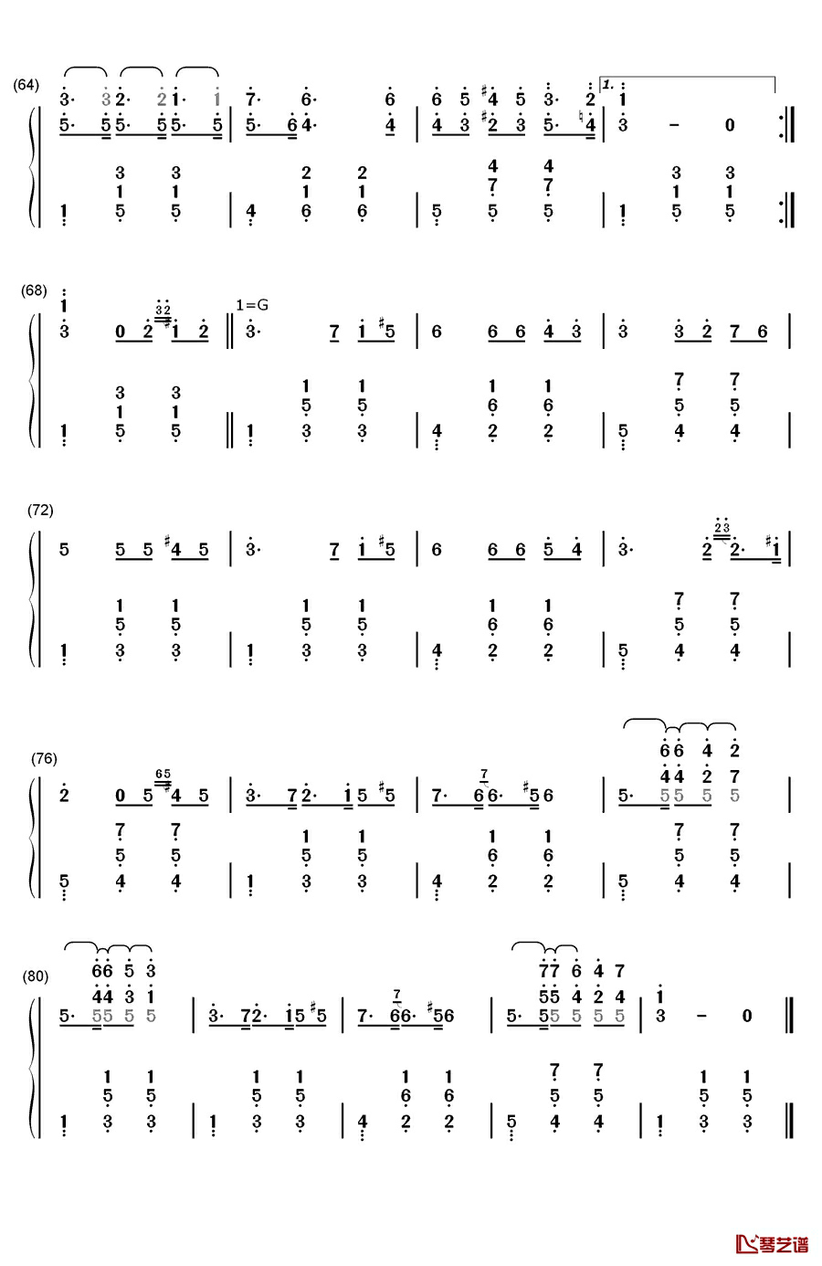 高山少女之梦钢琴简谱-数字双手-拉毕斯基5