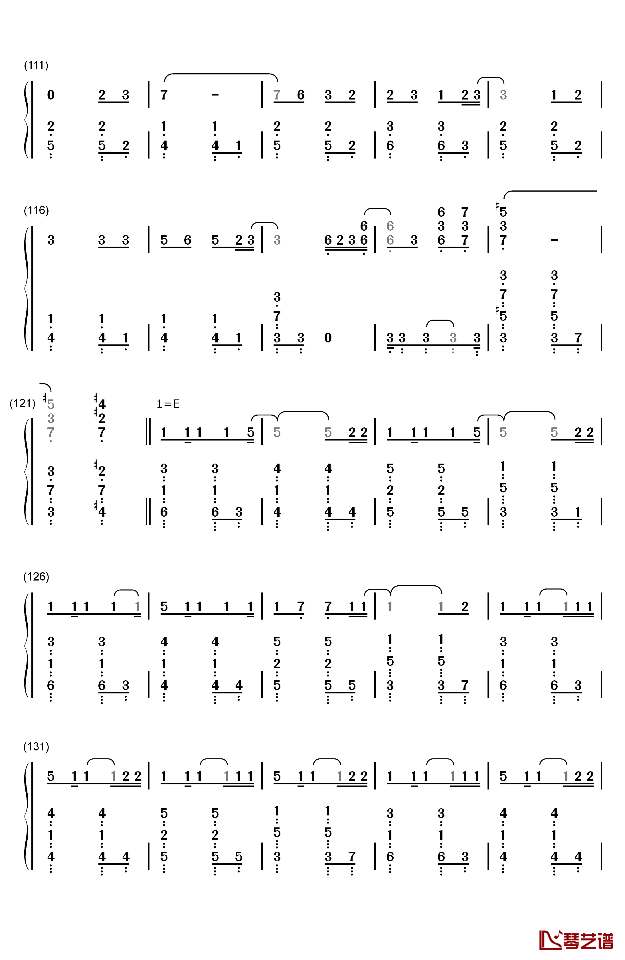 楔钢琴简谱-数字双手-奥华子5