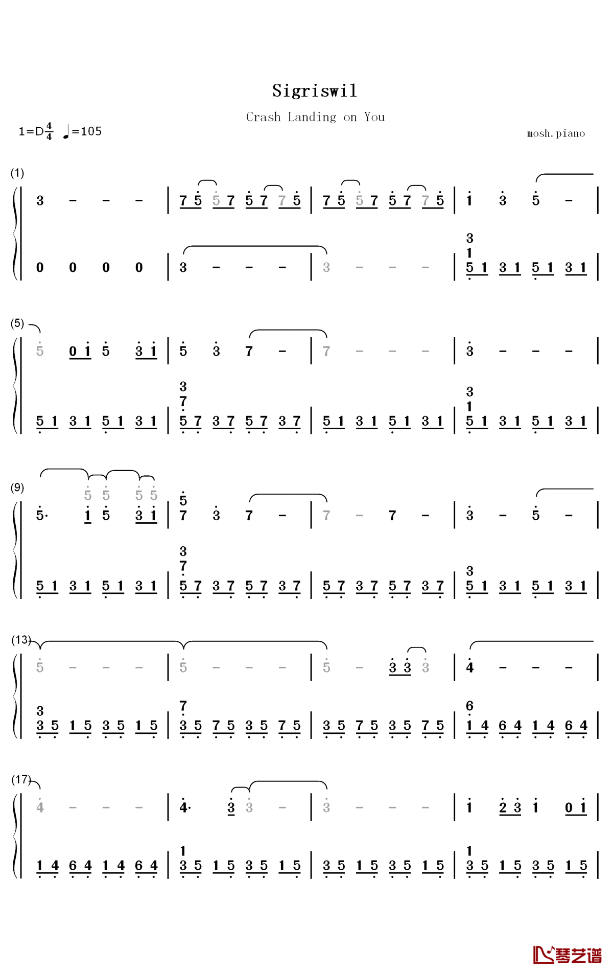 Sigriswil简谱-数字双手-金景熙1