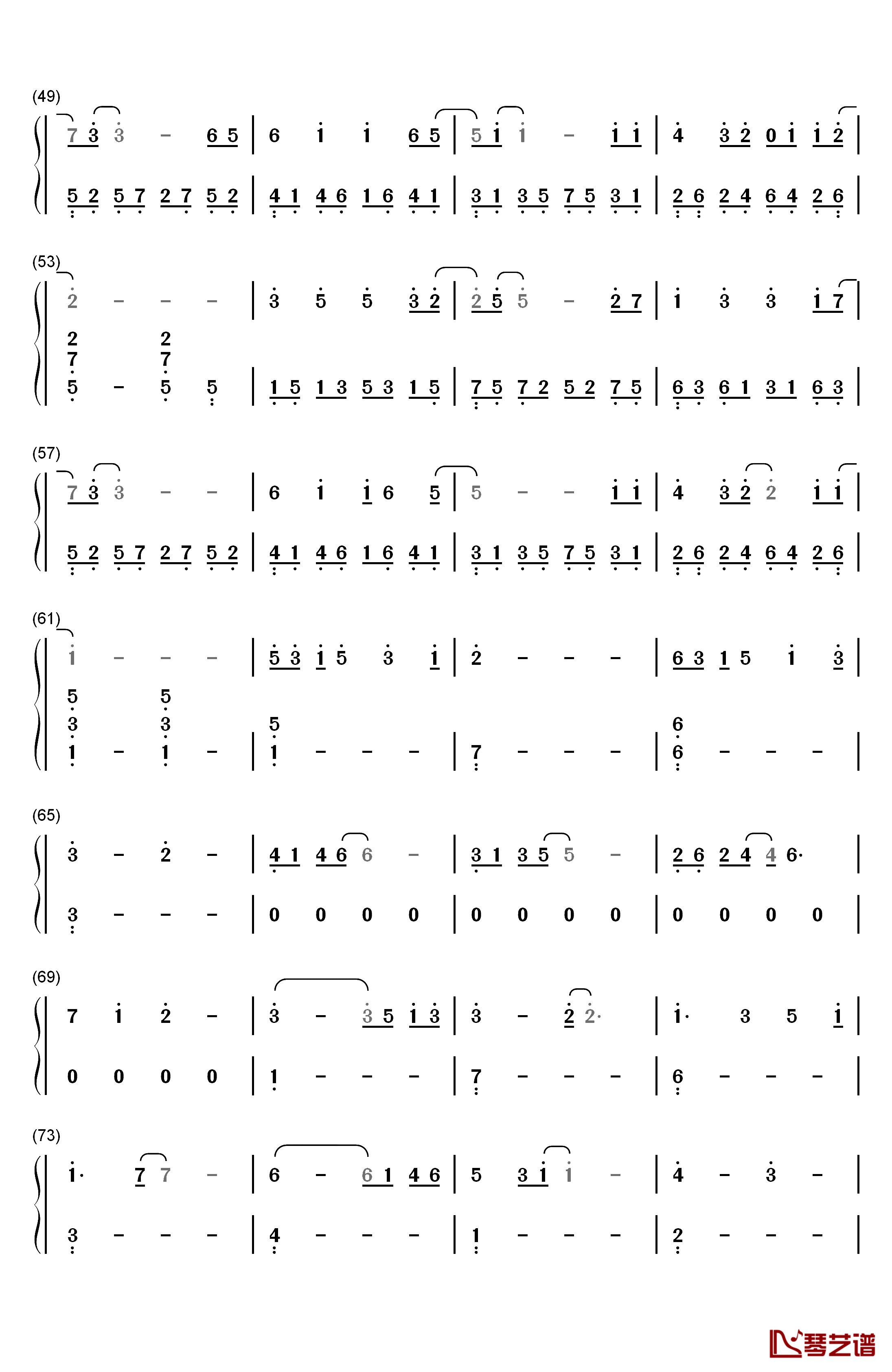 地铁等待钢琴简谱-数字双手-宋孟君3