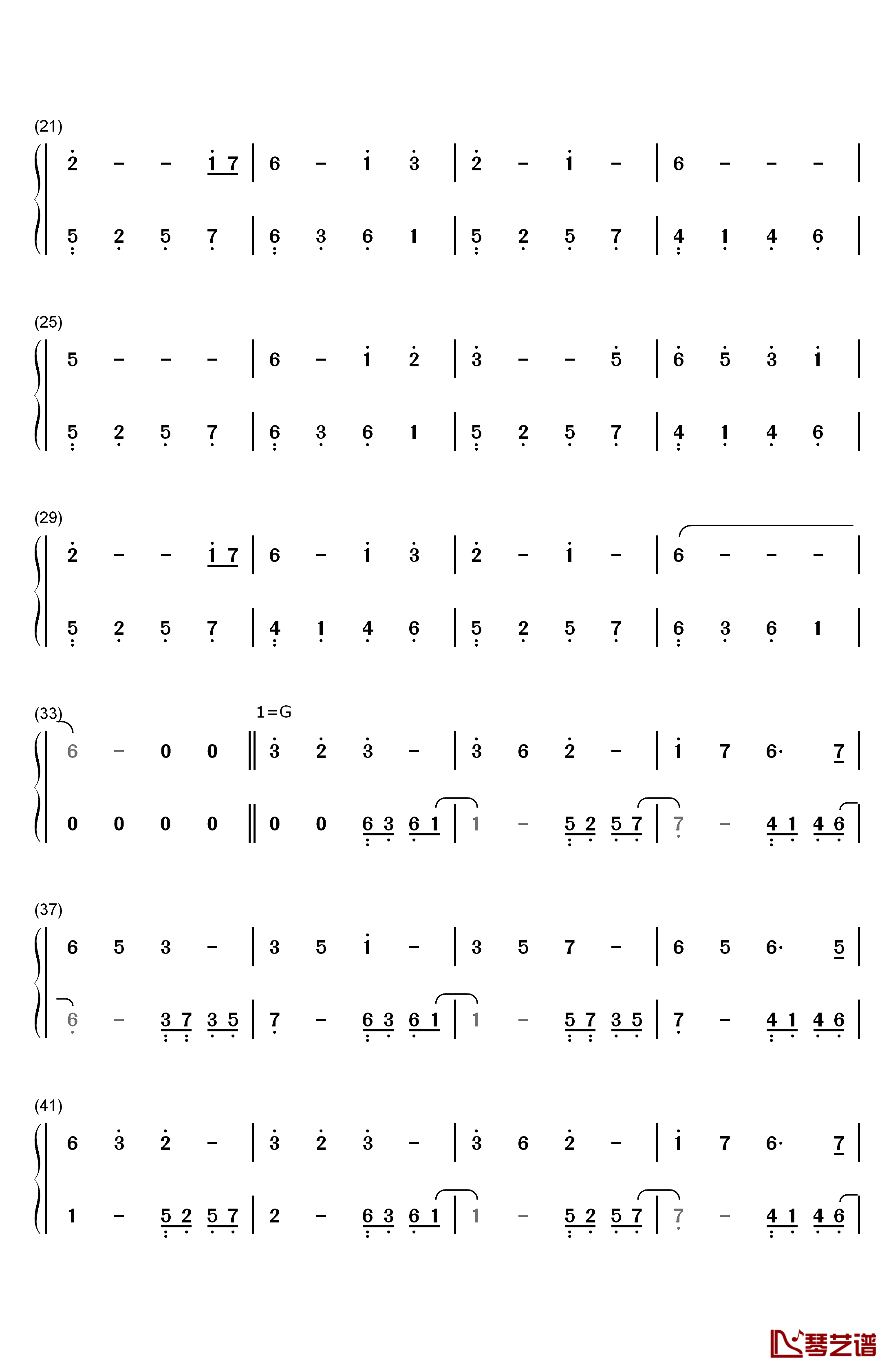 回梦游仙简单版钢琴简谱-数字双手-骆集益2