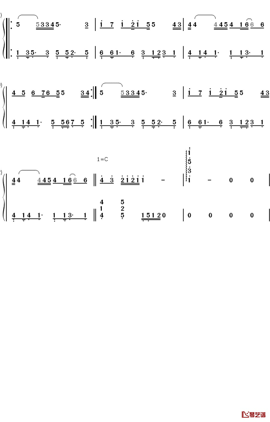 さらば、思い出の場所（别了充满回忆的地方）钢琴简谱-数字双手-初音未来4