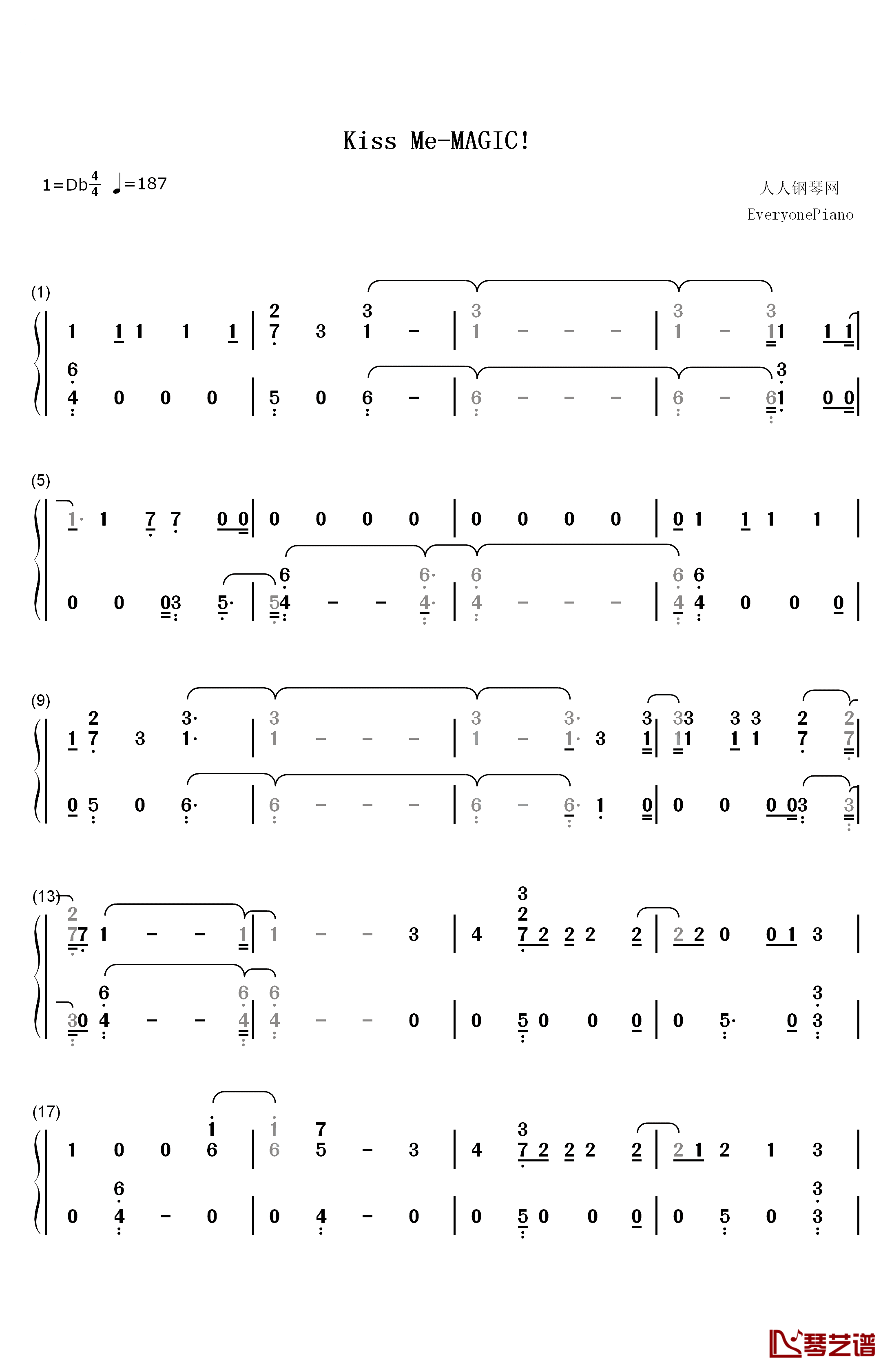 Kiss Me钢琴简谱-数字双手-MAGIC!1