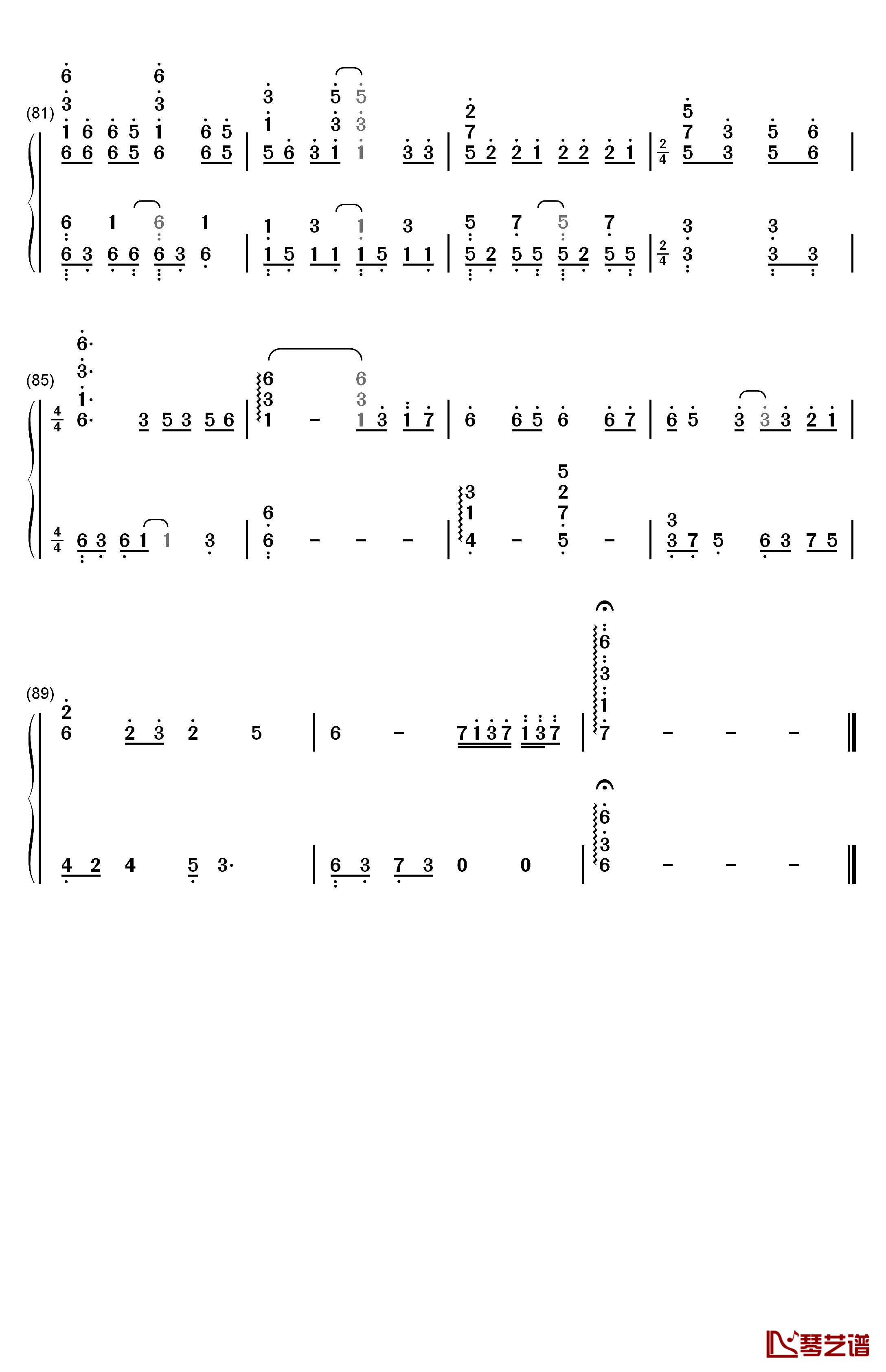 余情未了钢琴简谱-数字双手-魏新雨5