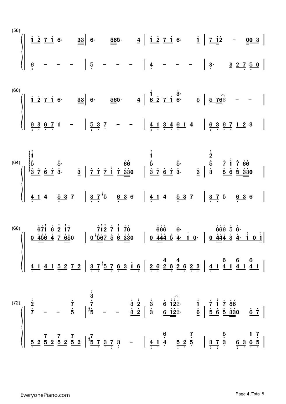 雨のち想い出钢琴简谱-数字双手-志倉千代丸4