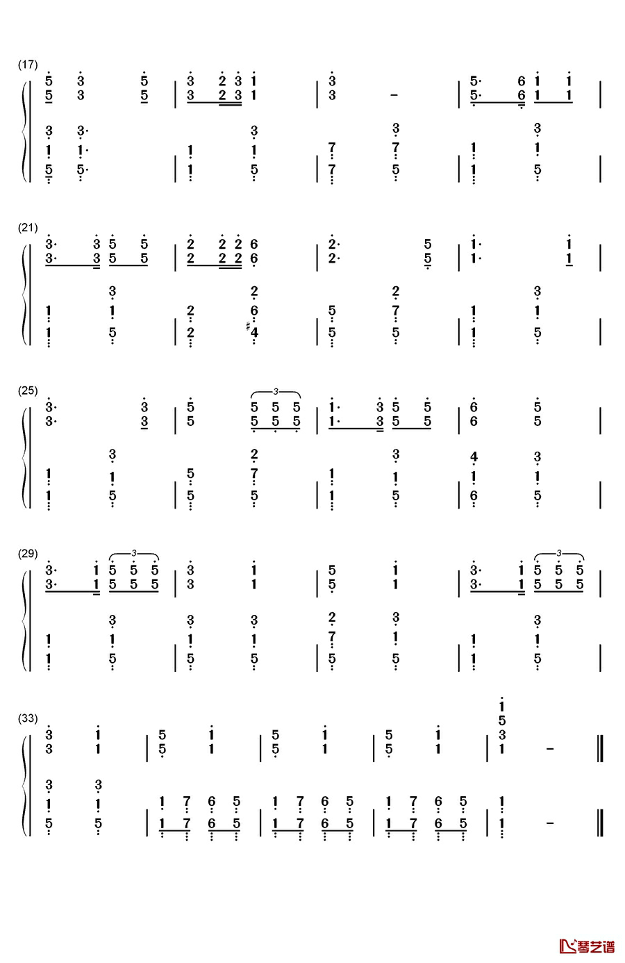 义勇军进行曲钢琴简谱-数字双手-聂耳2