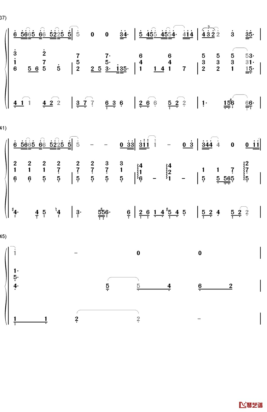 呜咽钢琴简谱-数字双手-郑秀晶5