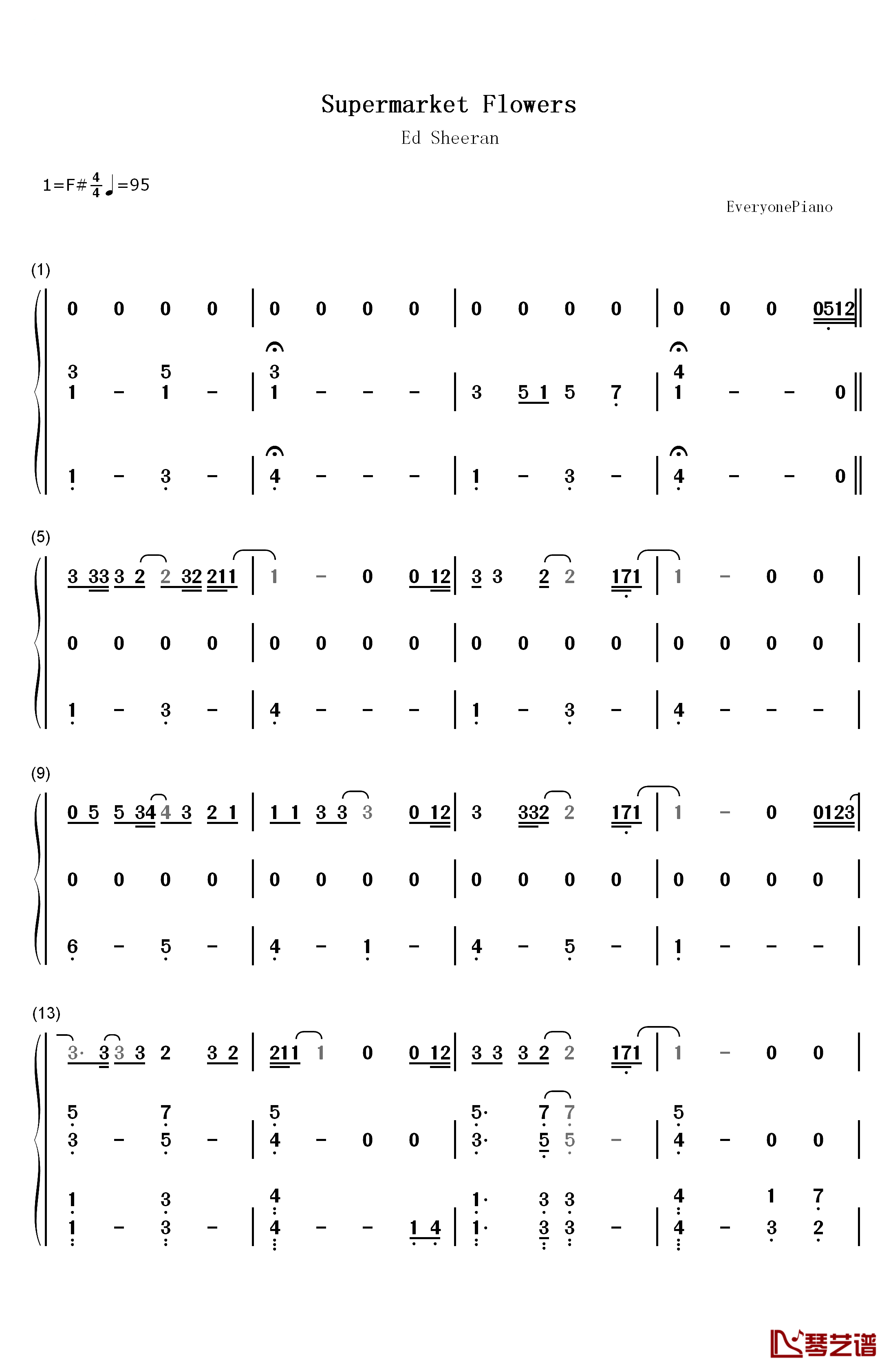 Supermarket Flowers钢琴简谱-数字双手-Ed Sheeran1