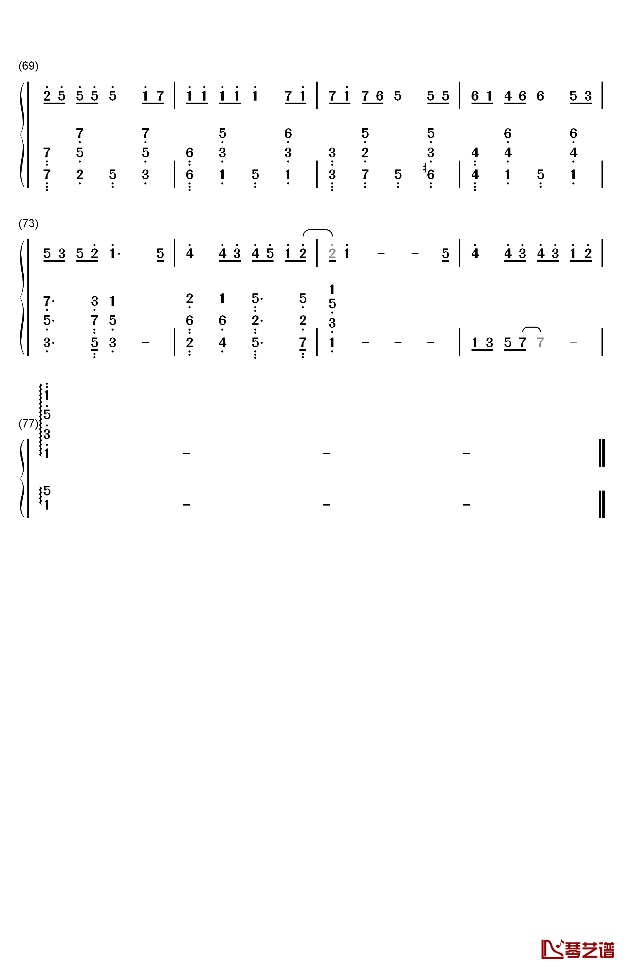 学猫叫钢琴简谱-数字双手-小潘潘 小峰峰4