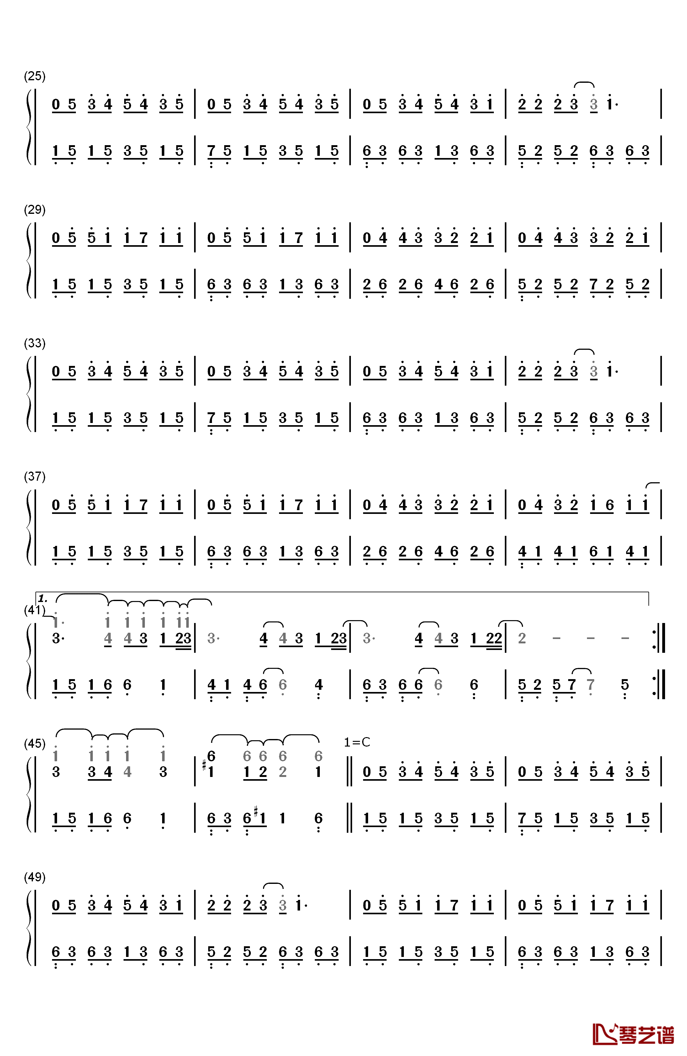 安静钢琴简谱-数字双手-周杰伦2