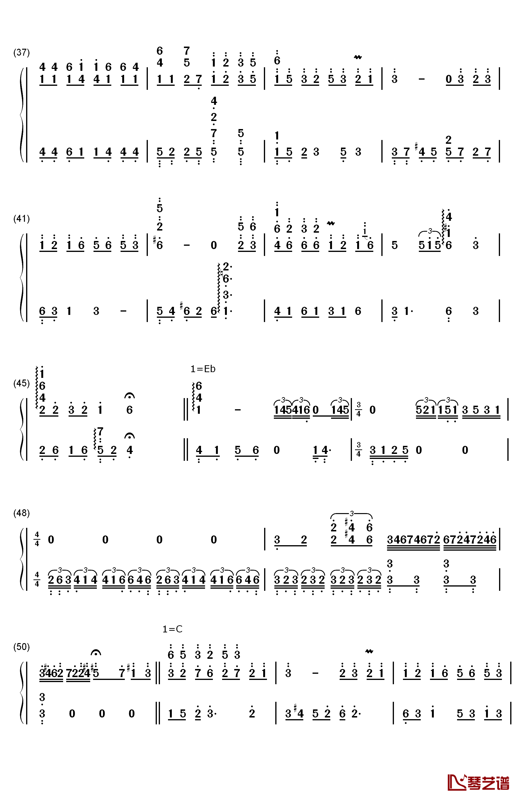 落雨声钢琴简谱-数字双手-周杰伦3