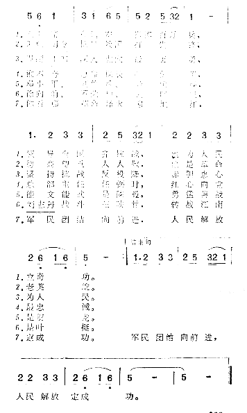 抗日将士出征歌简谱1