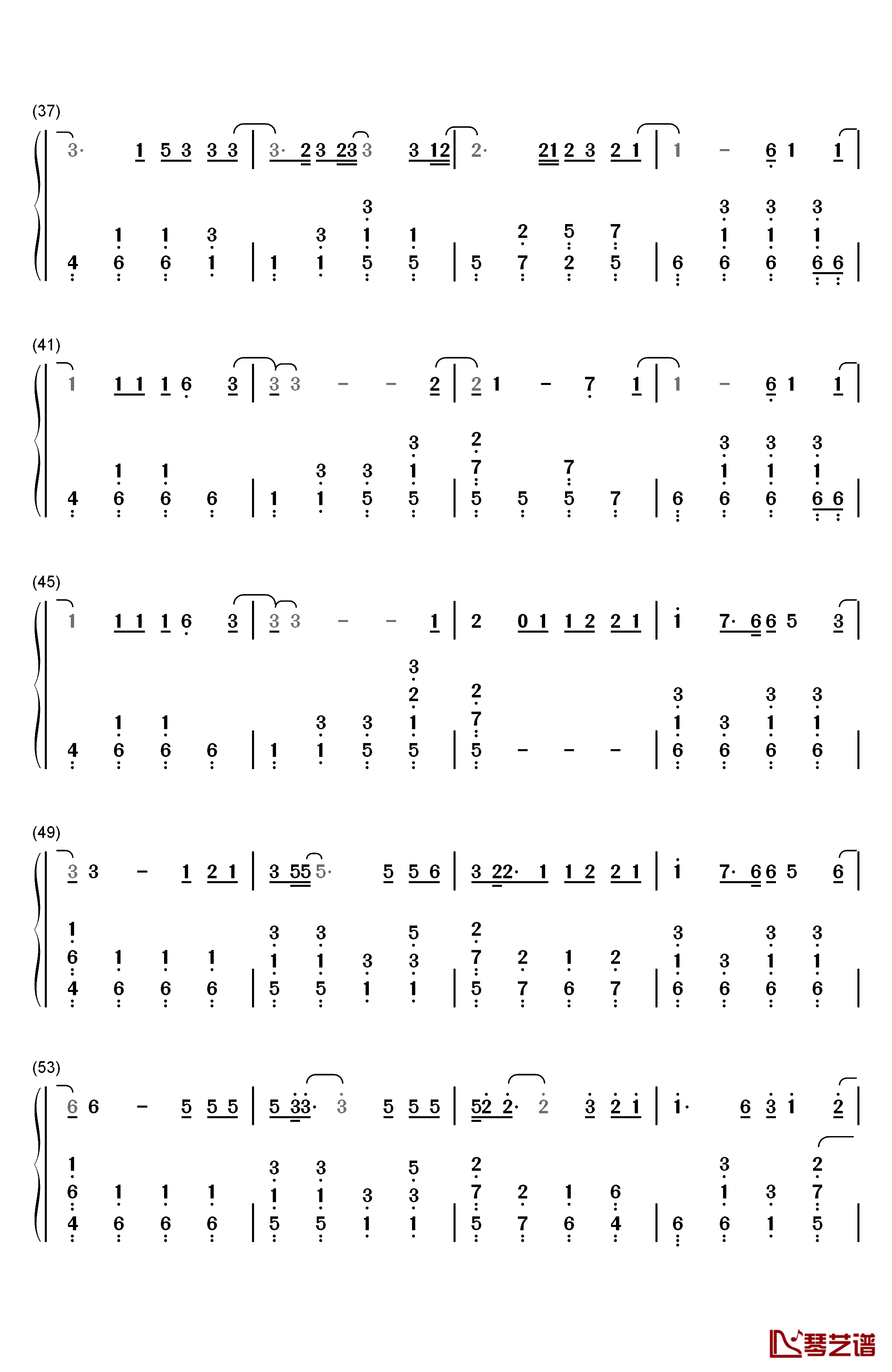 光影钢琴简谱-数字双手-张真源3