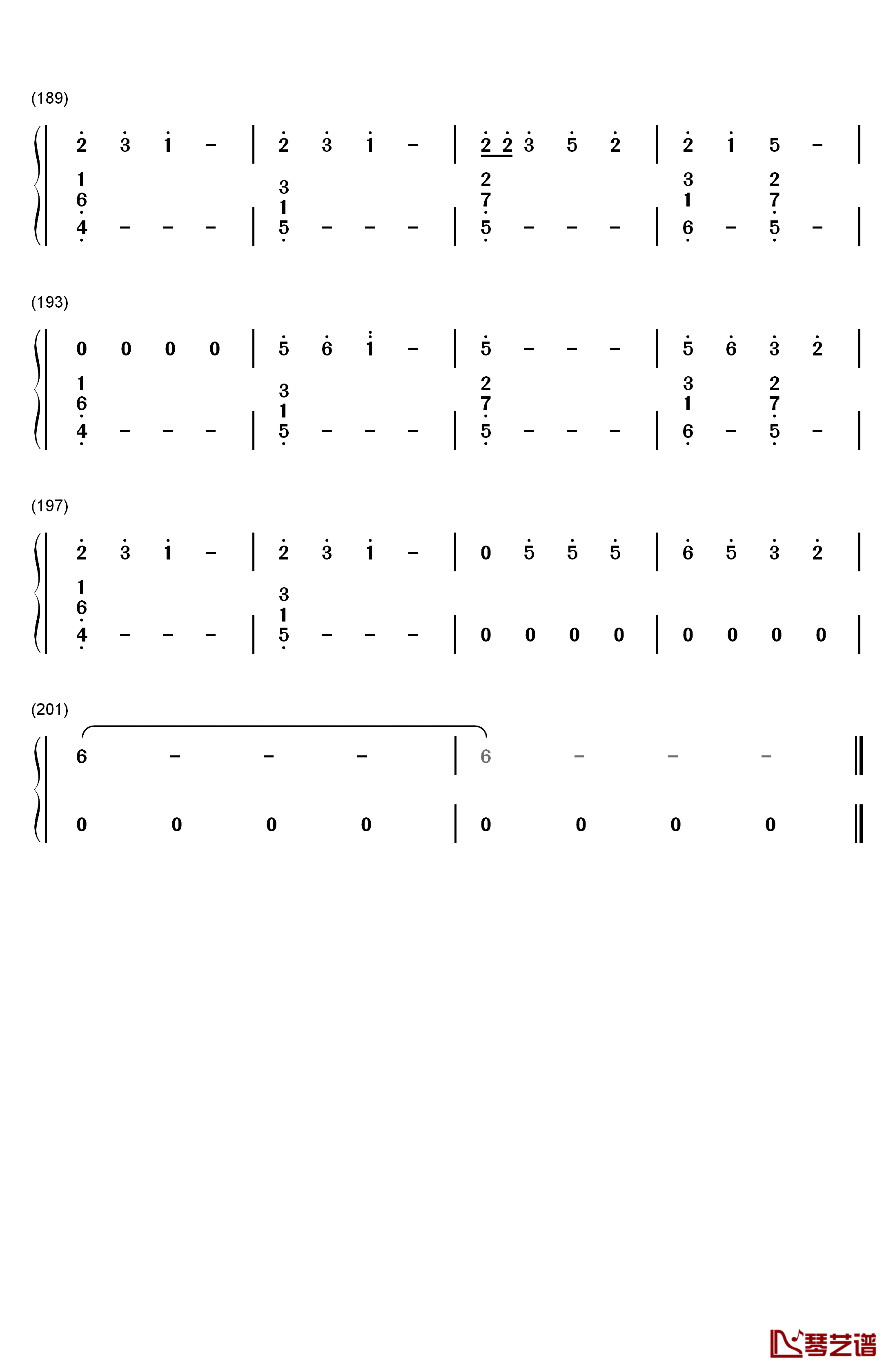 Final Song钢琴简谱-数字双手-MO9