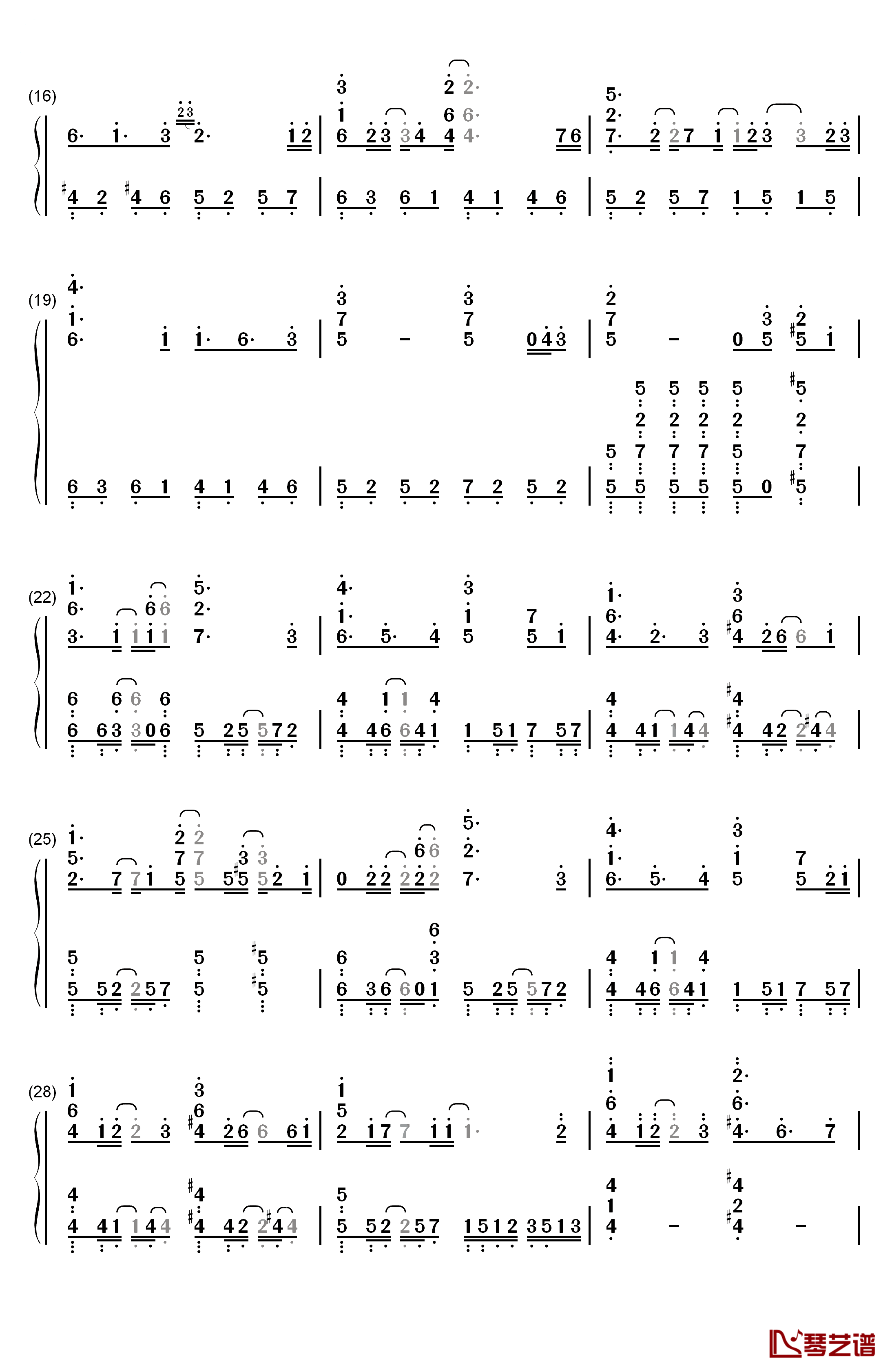 トモシビ钢琴简谱-数字双手-Suara2