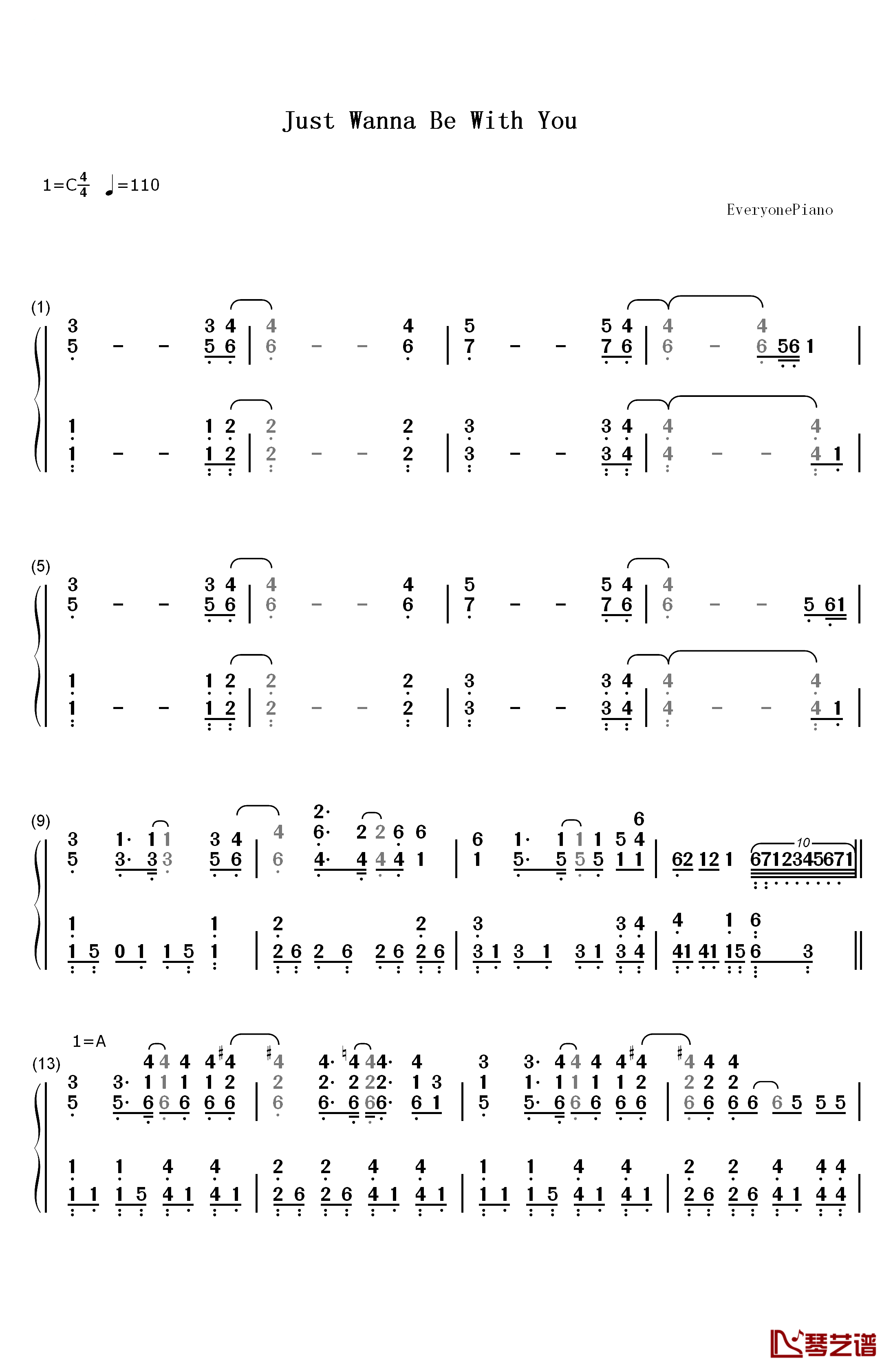 Just Wanna Be With You钢琴简谱-数字双手-歌舞青春31