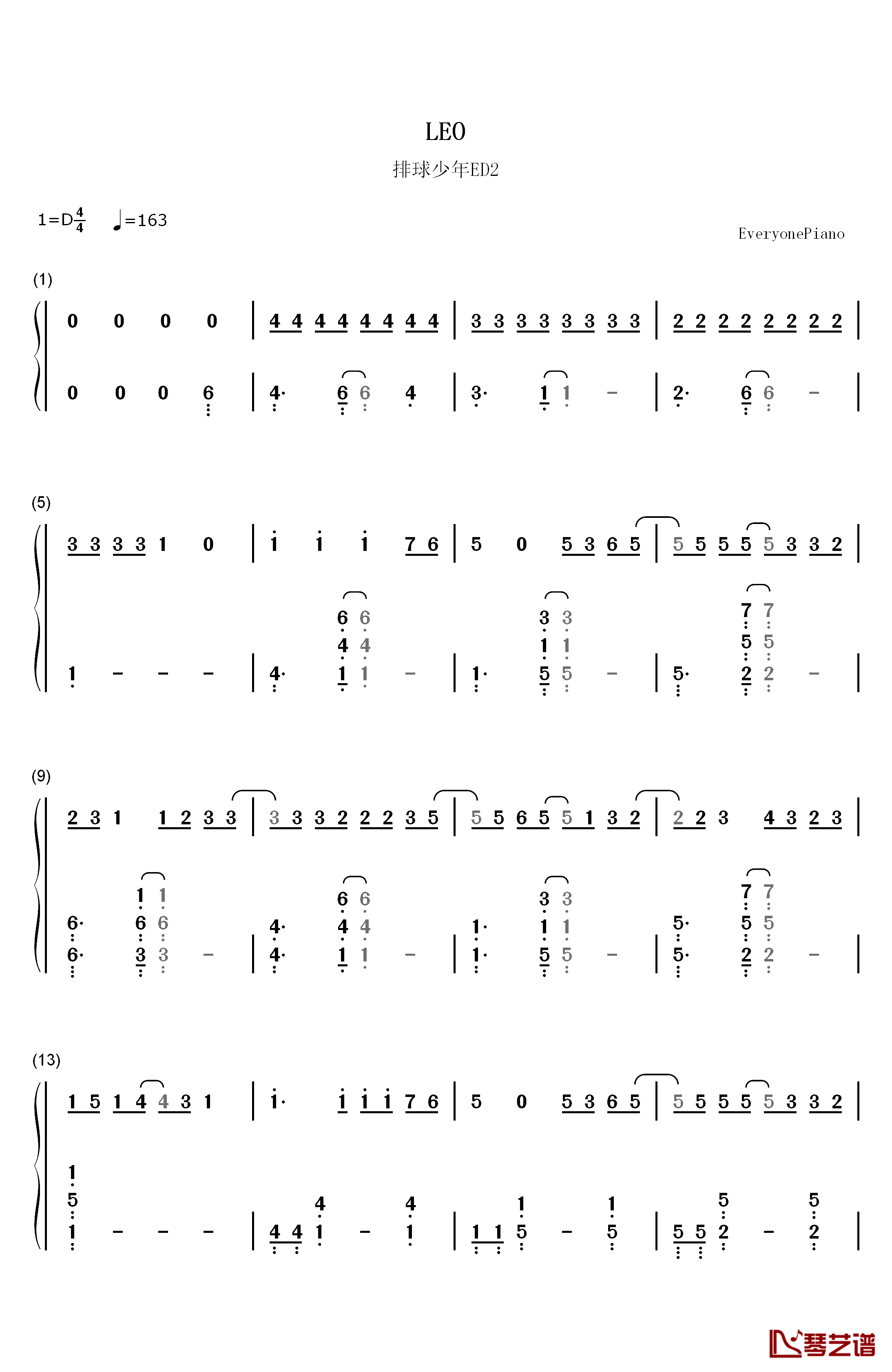 LEO钢琴简谱-数字双手-tacica1